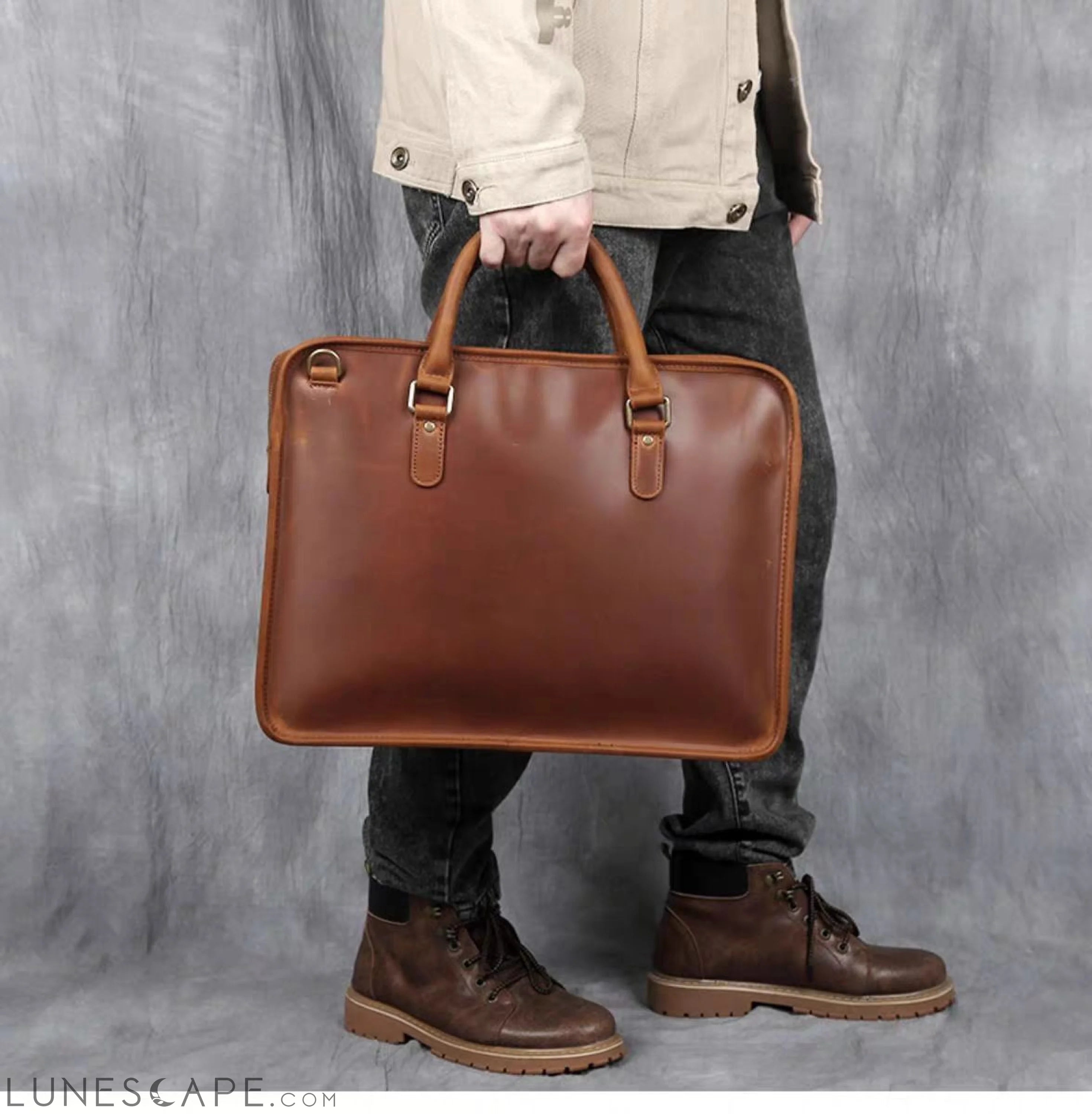 The Hemming Leather Laptop Bag | Vintage Leather Briefcase LUNESCAPE