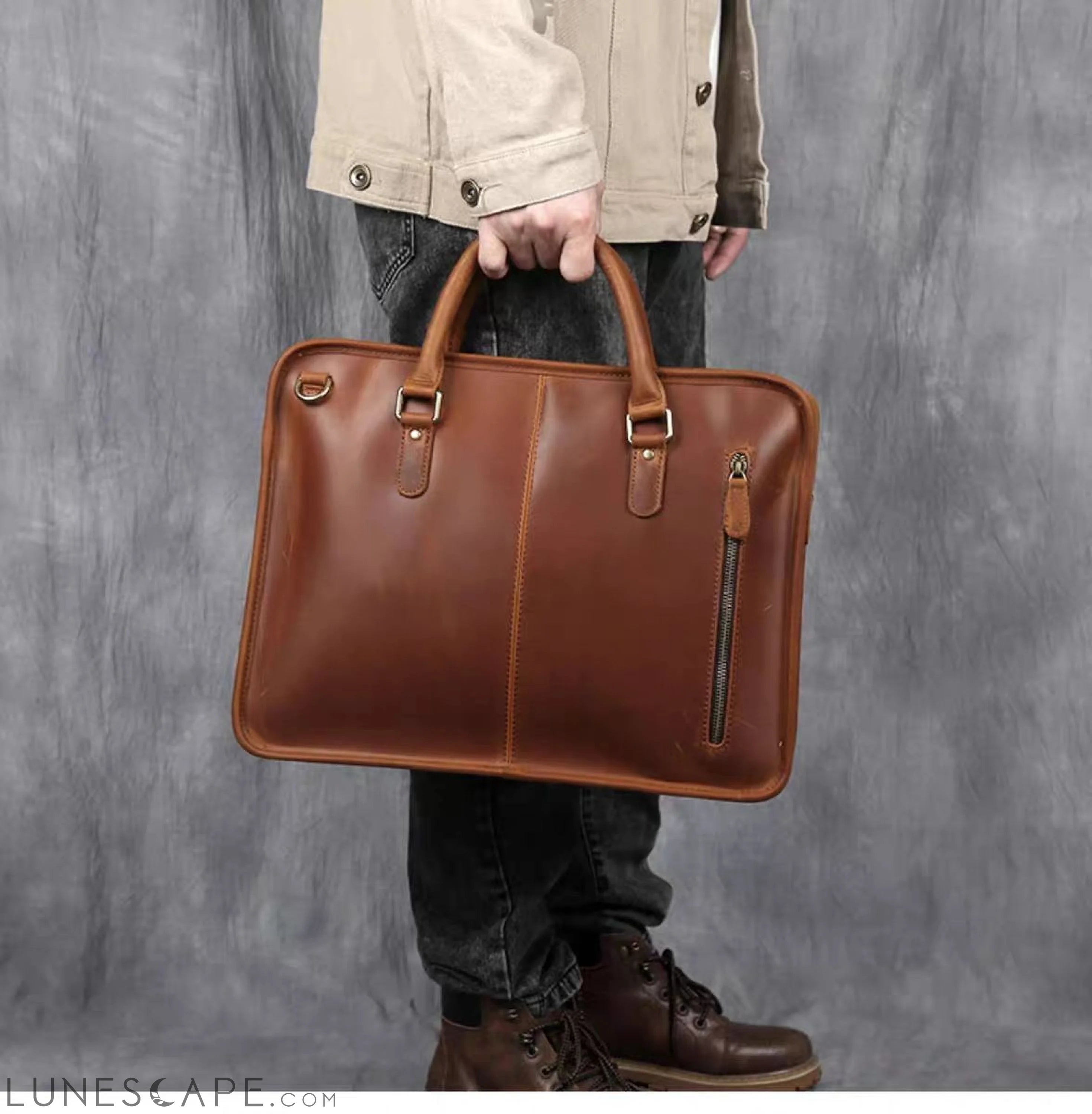 The Hemming Leather Laptop Bag | Vintage Leather Briefcase LUNESCAPE