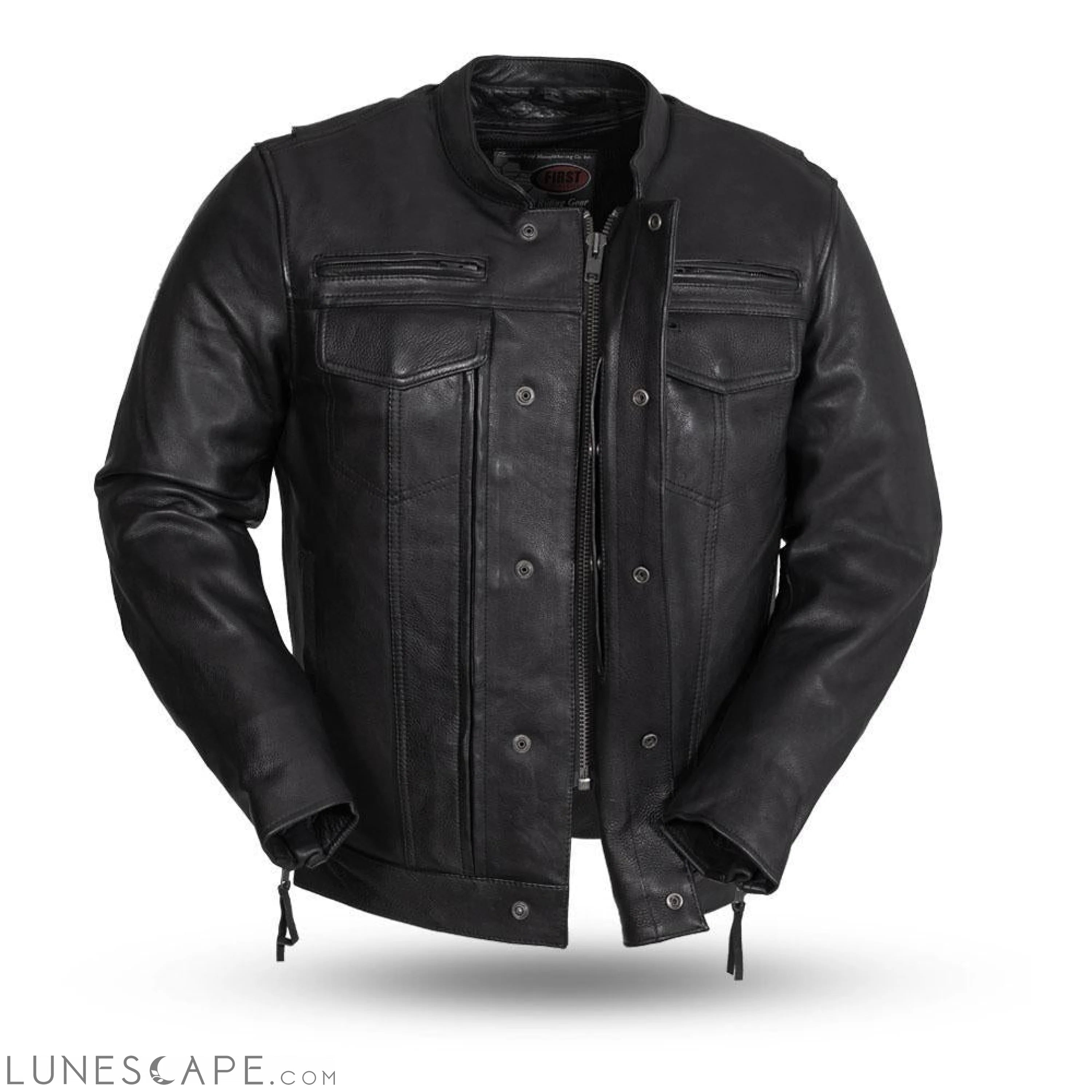 The Raider - Men's Motorcycle Leather Jacket (Black) LUNESCAPE