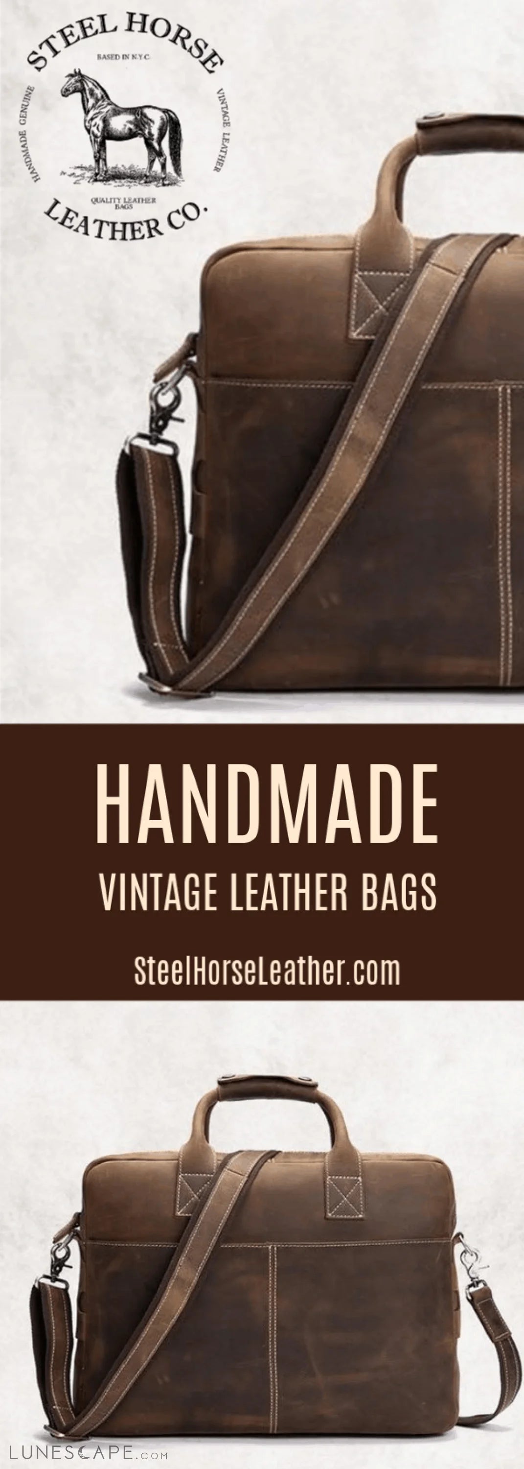 The Welch Briefcase | Vintage Leather Messenger Bag LUNESCAPE