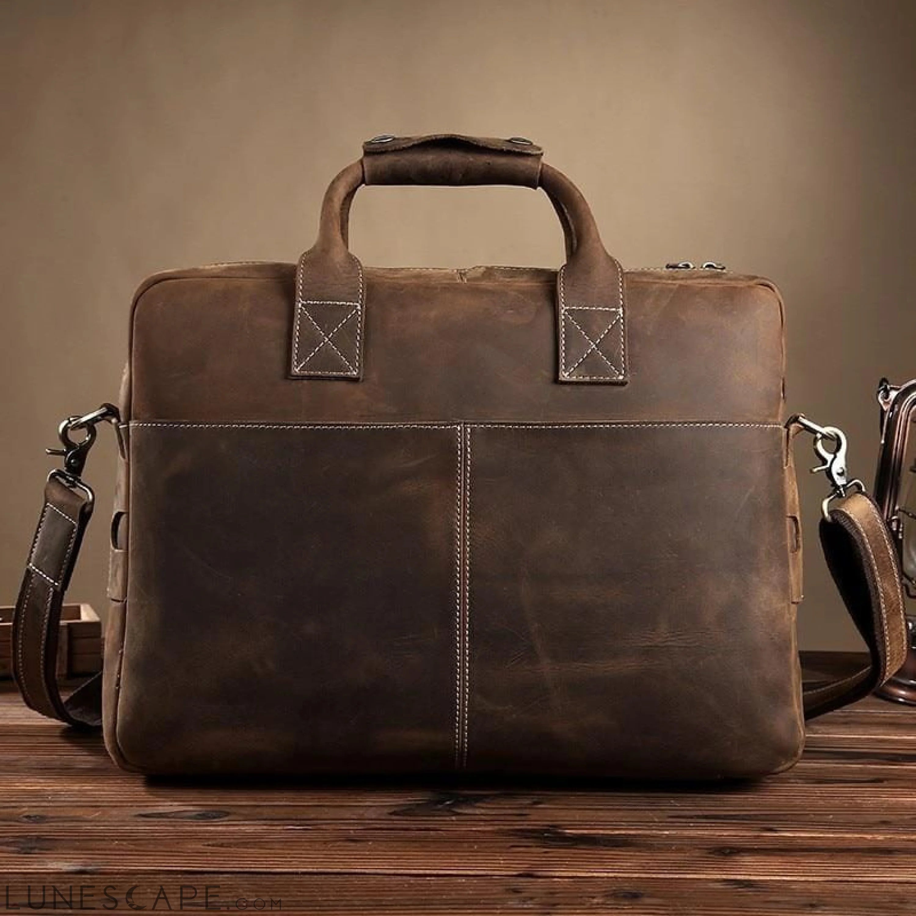 The Welch Briefcase | Vintage Leather Messenger Bag LUNESCAPE
