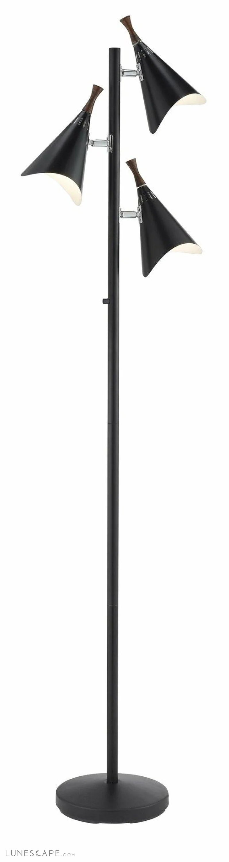 Three Light Floor Lamp in Matte Black Metal LUNESCAPE