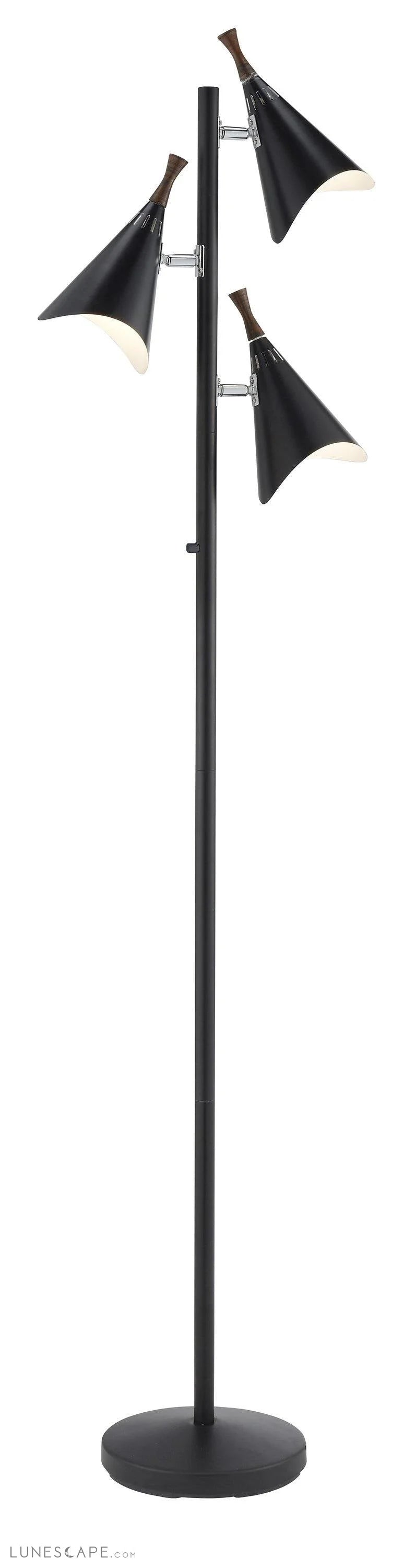 Three Light Floor Lamp in Matte Black Metal LUNESCAPE