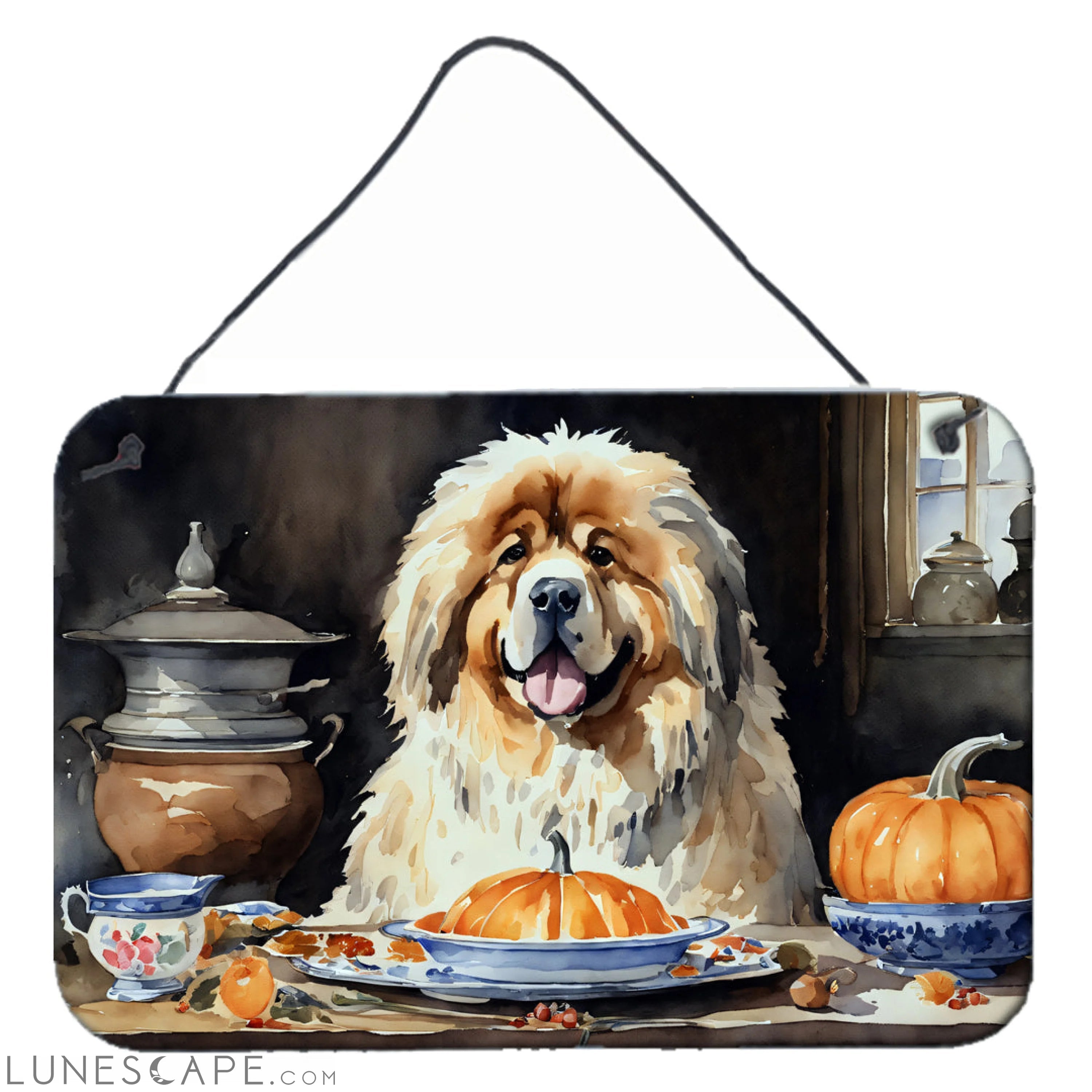 Tibetan Mastiff Fall Thanksgiving Kitchen Pumpkins Wall or Door Hanging Prints LUNESCAPE