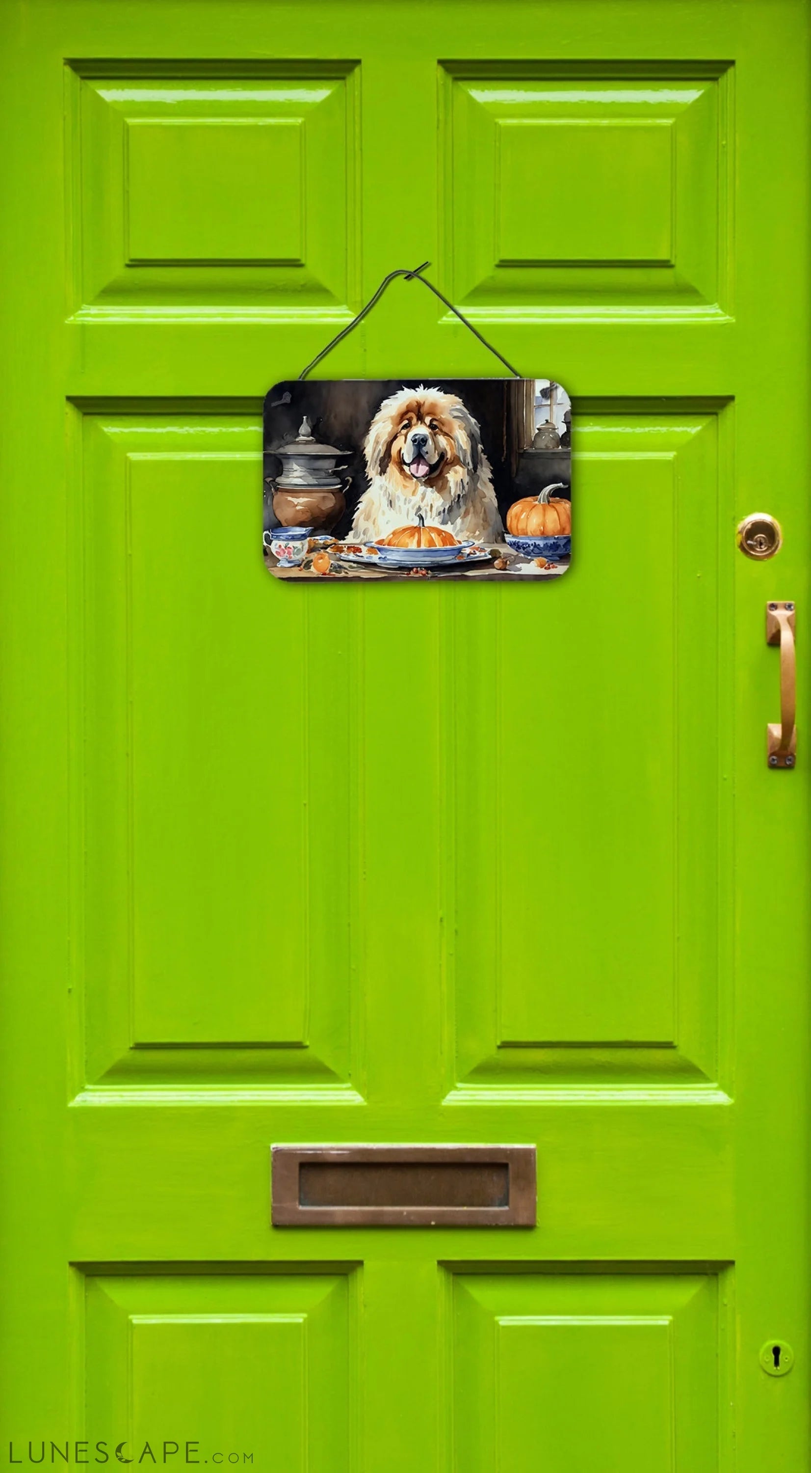 Tibetan Mastiff Fall Thanksgiving Kitchen Pumpkins Wall or Door Hanging Prints LUNESCAPE
