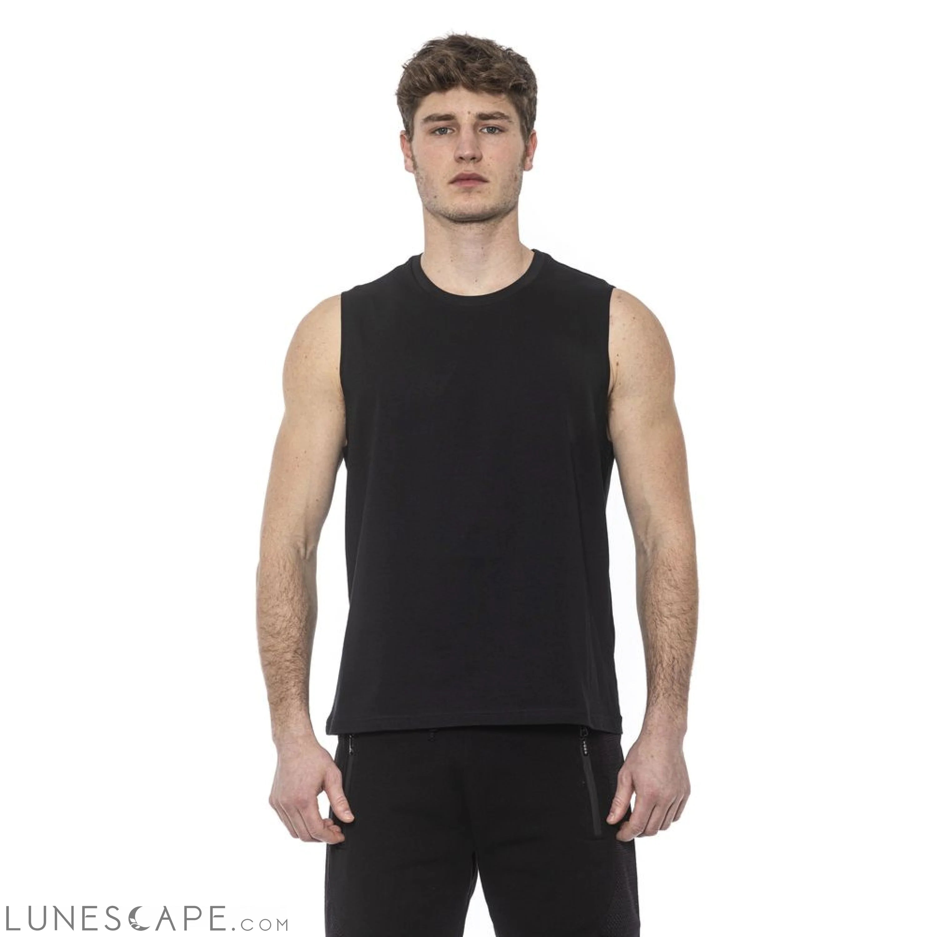 Tond Black Cotton Men's Tank Top LUNESCAPE