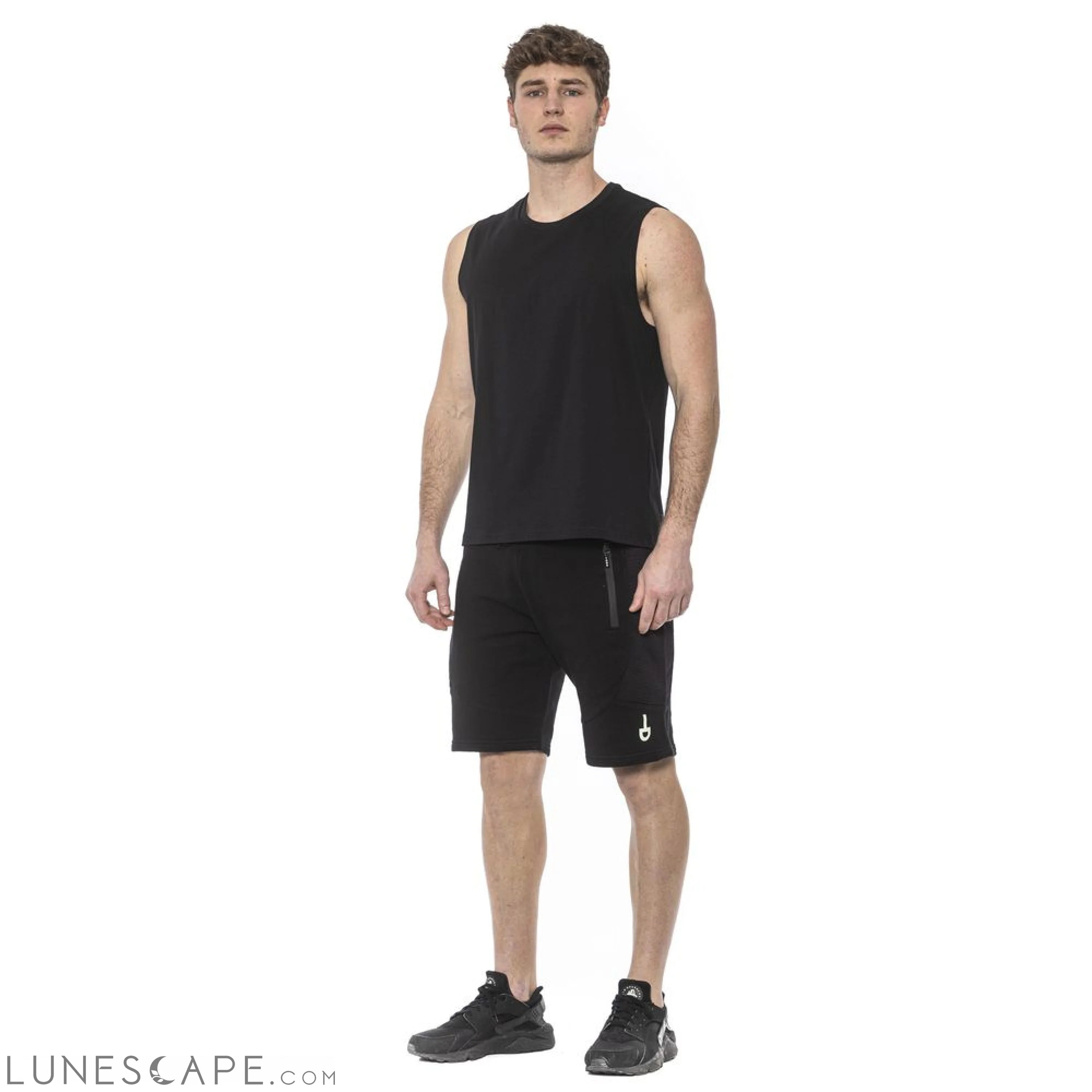 Tond Black Cotton Men's Tank Top LUNESCAPE