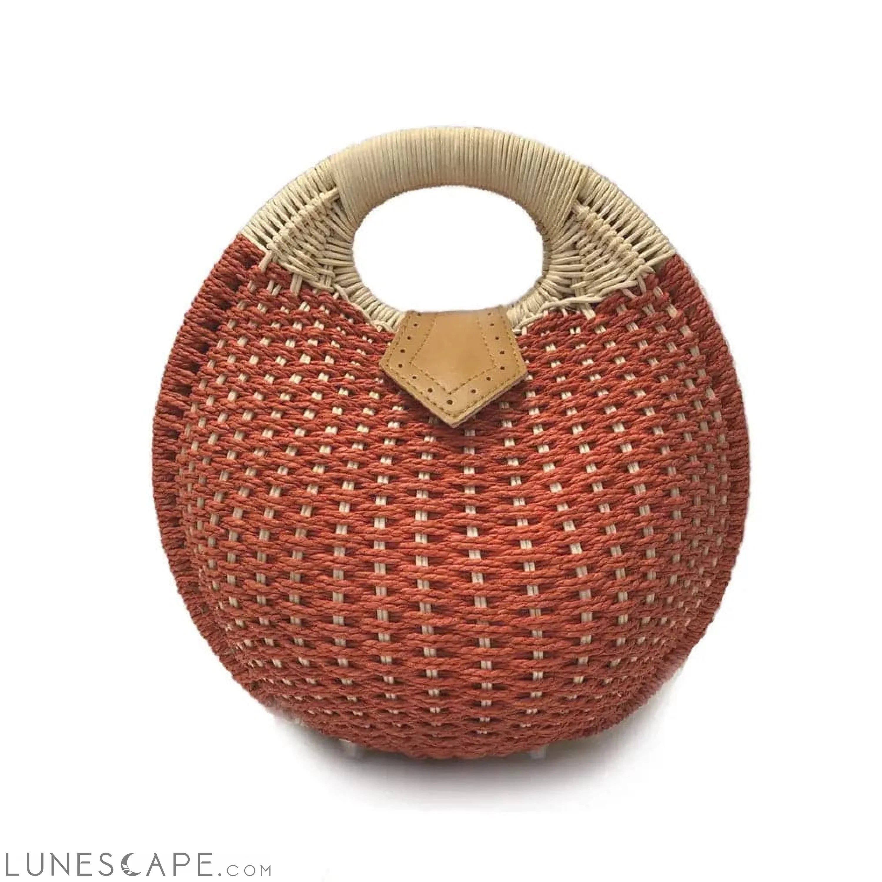 Top Handle Wicker Handbag in Beige or Rust LUNESCAPE