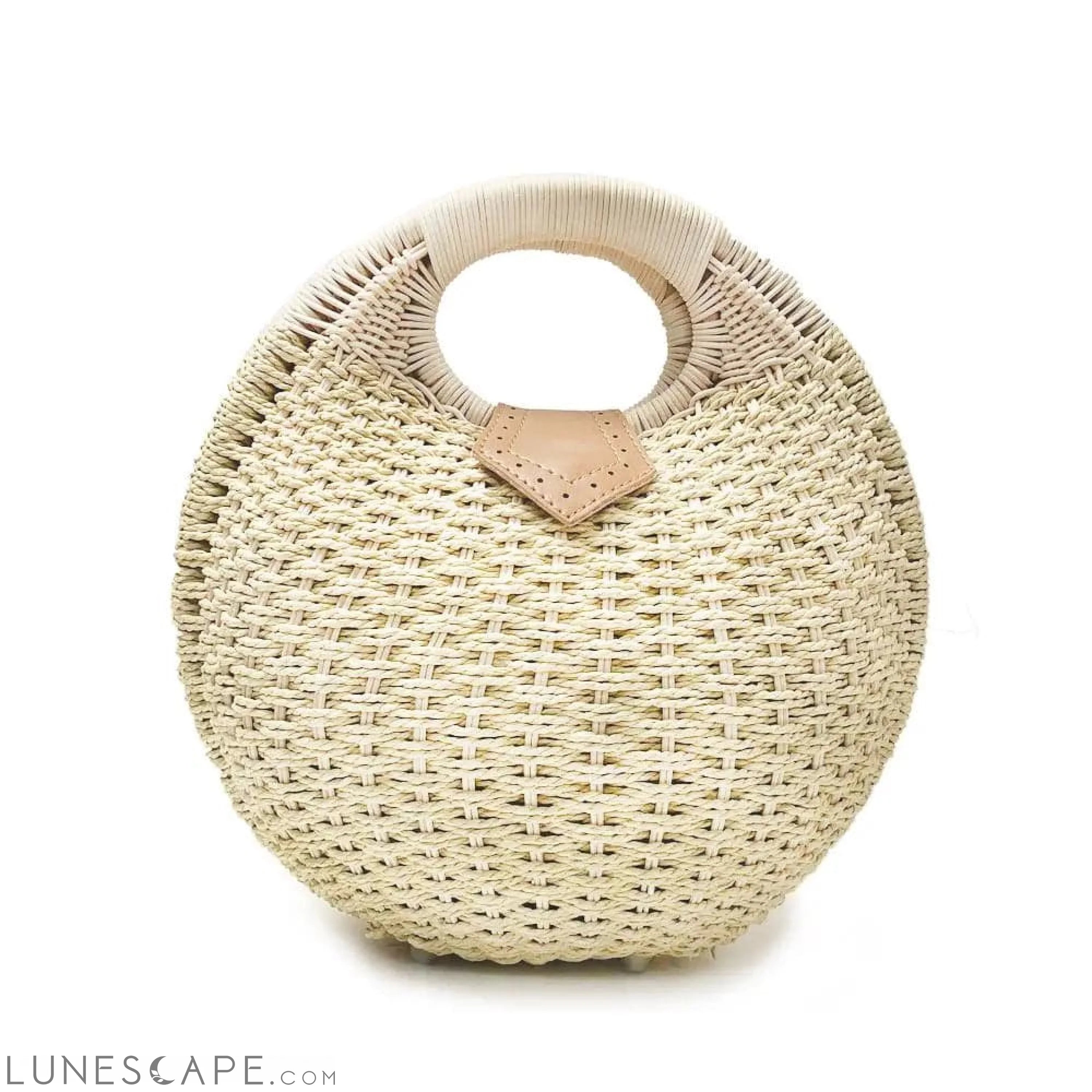 Top Handle Wicker Handbag in Beige or Rust LUNESCAPE