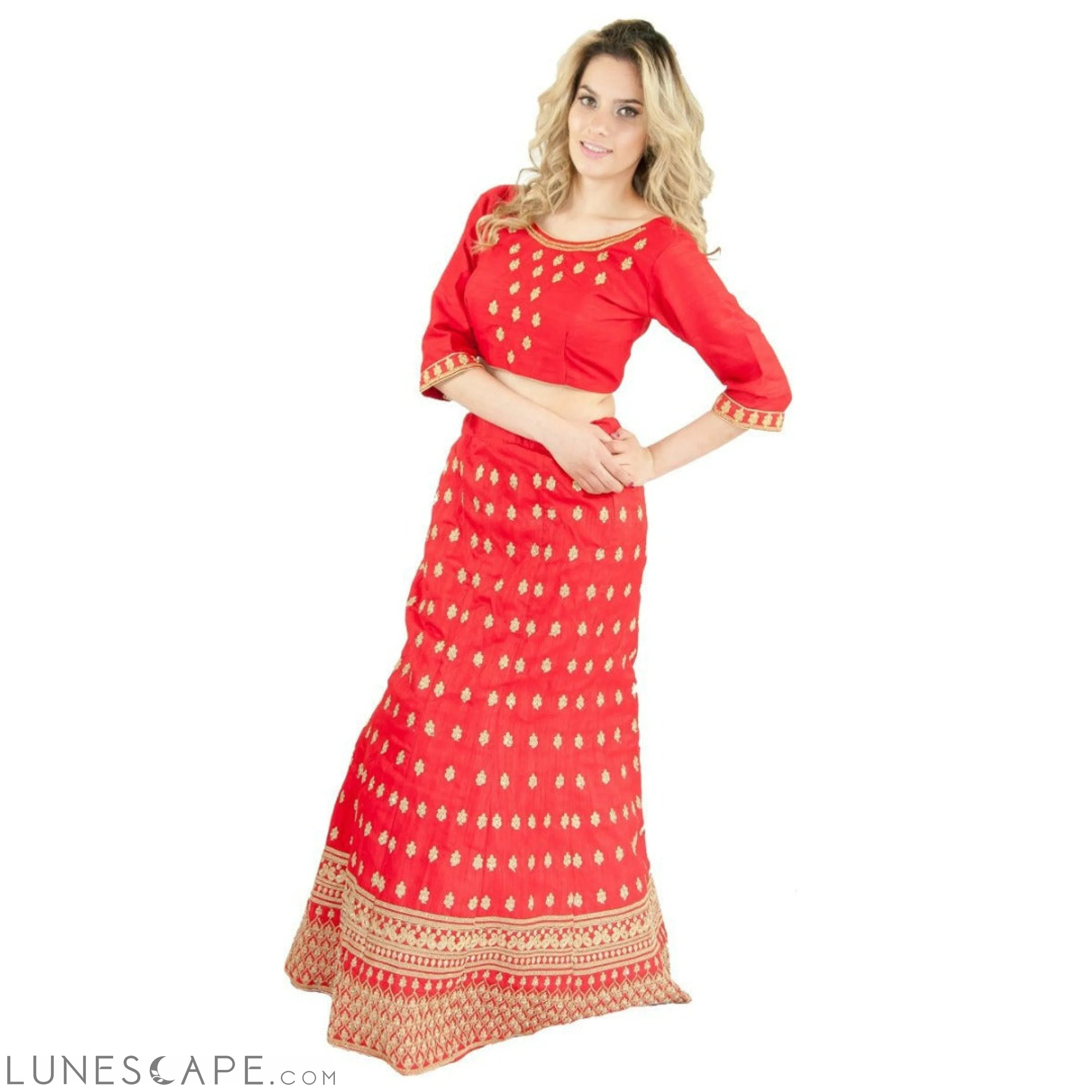Traditional Silk Lehenga With Long Sleeves Choli LUNESCAPE