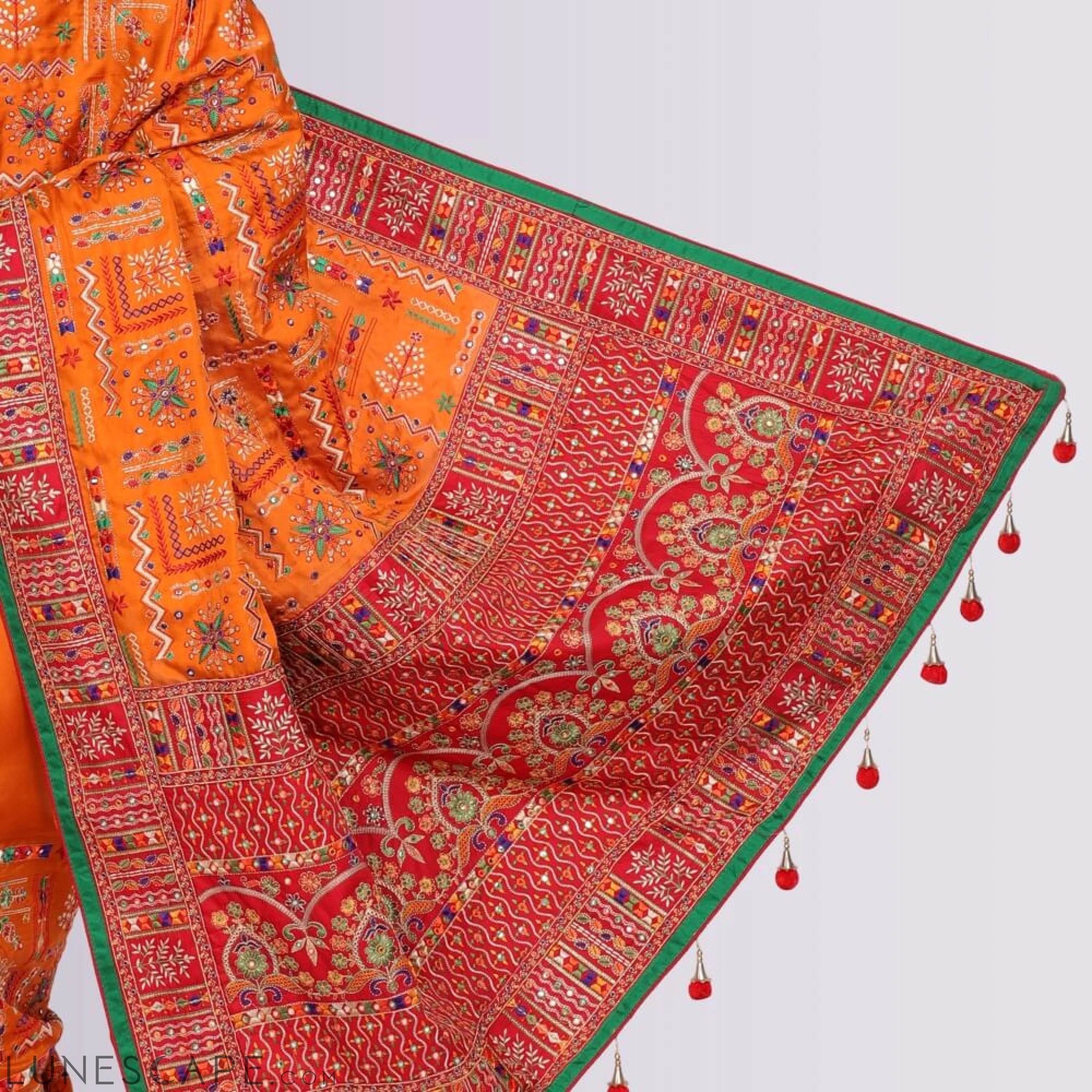 Transitional  Gharchola in Orange and Red LUNESCAPE