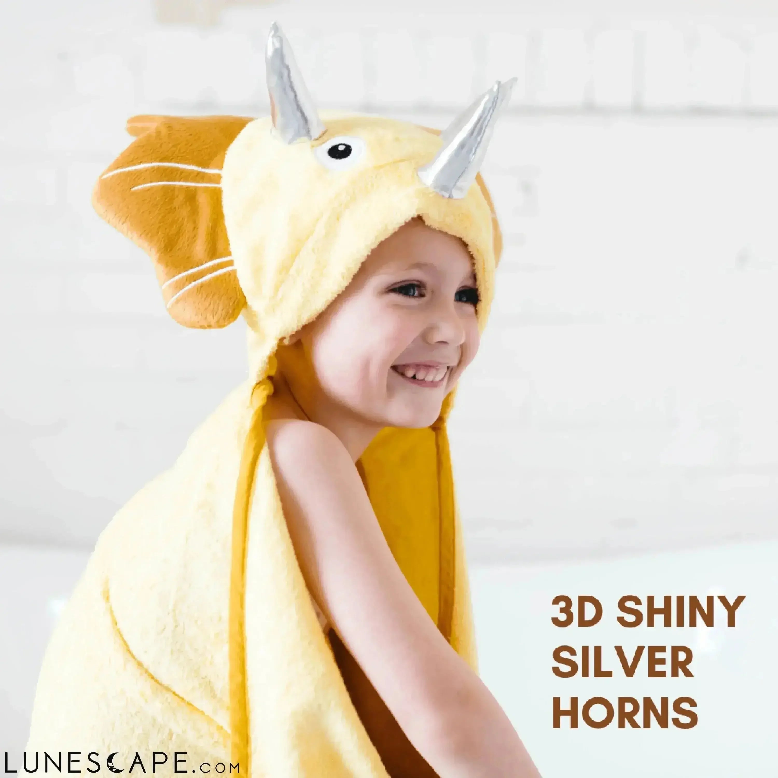 Triceratops Hooded Bamboo Towel LUNESCAPE