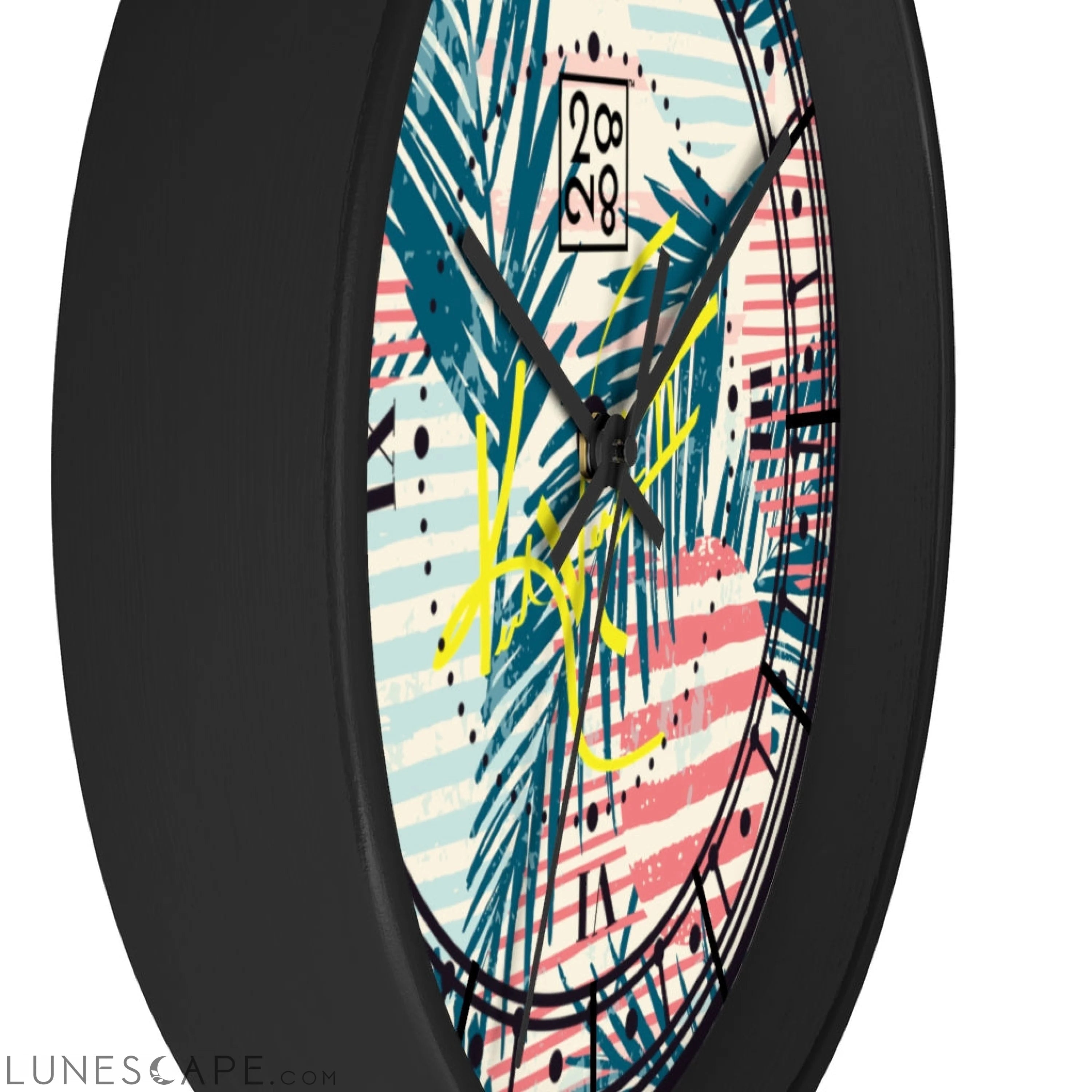 Tropical Palms Stripe Dot Geometric Clock LUNESCAPE