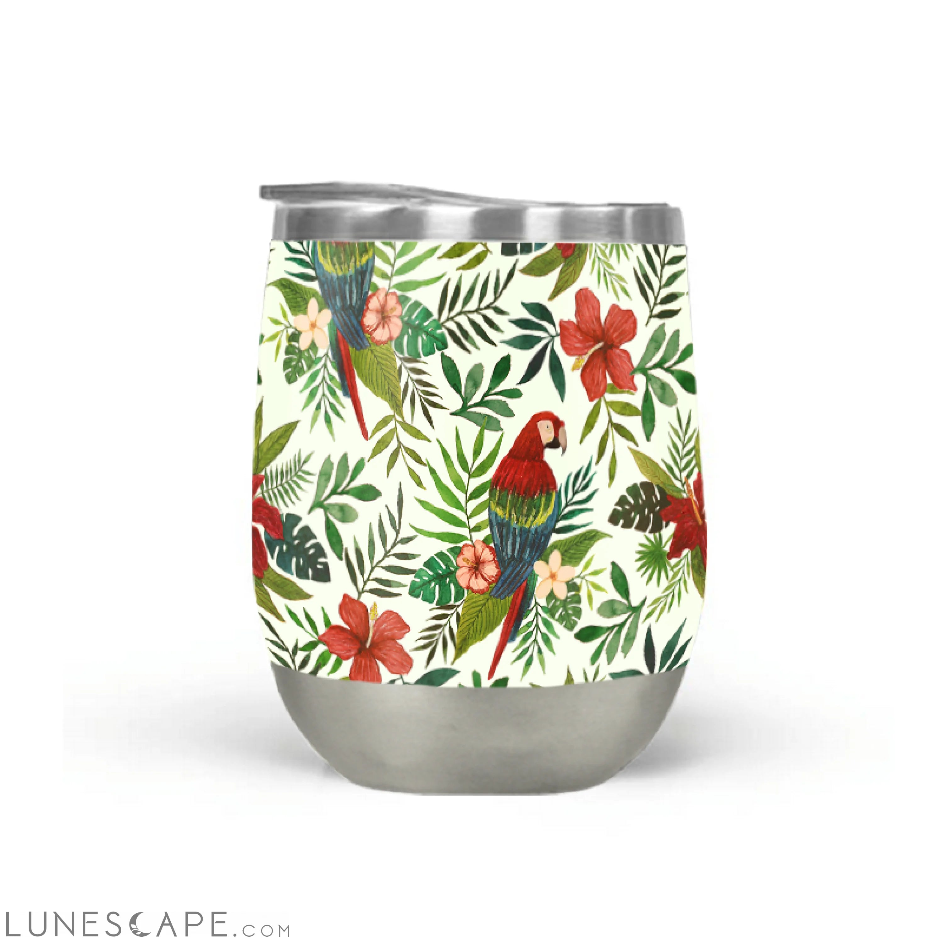 Tropical Parrot Stemless Wine Tumbler LUNESCAPE