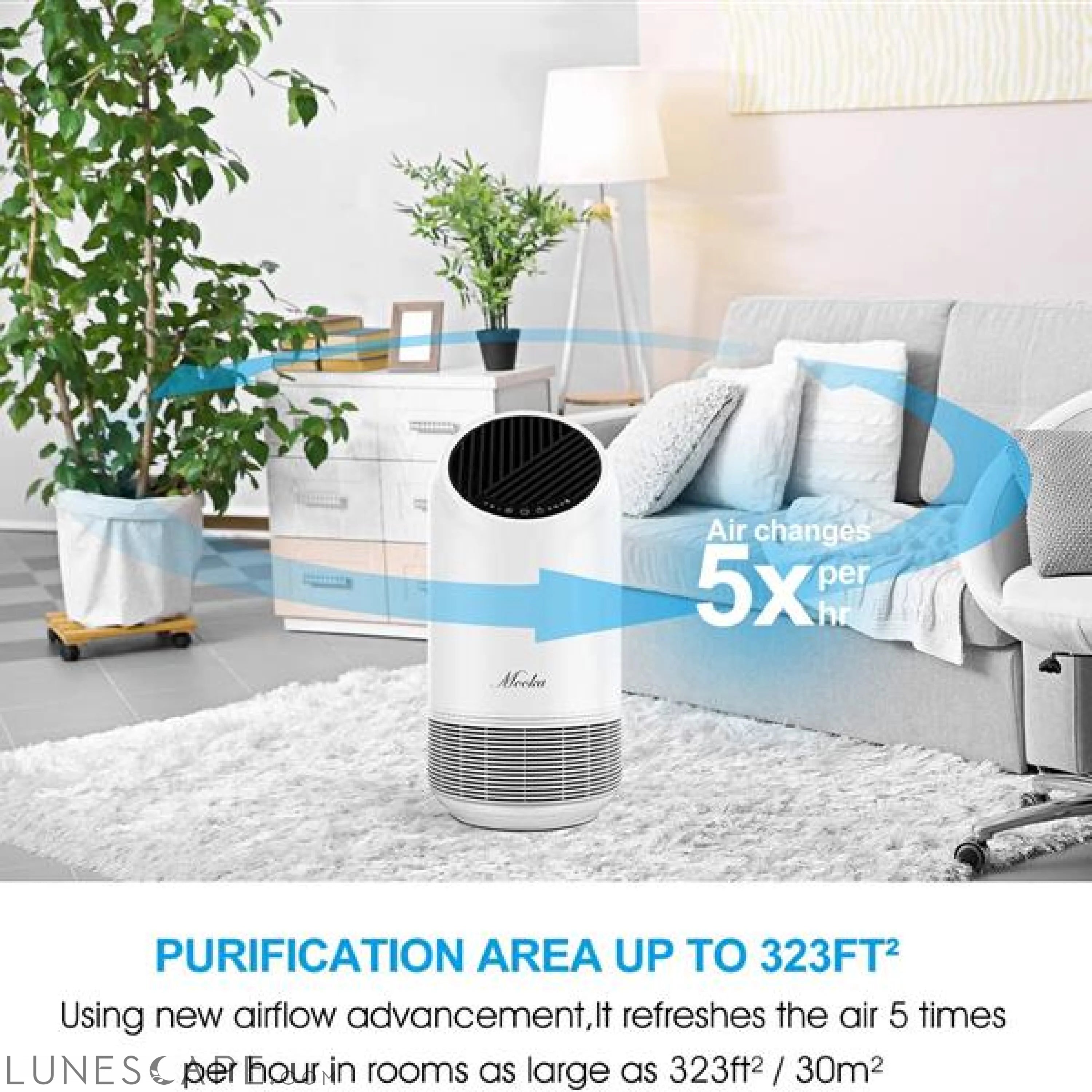 True HEPA Air Purifierfor Home 360° Deep Purification LUNESCAPE