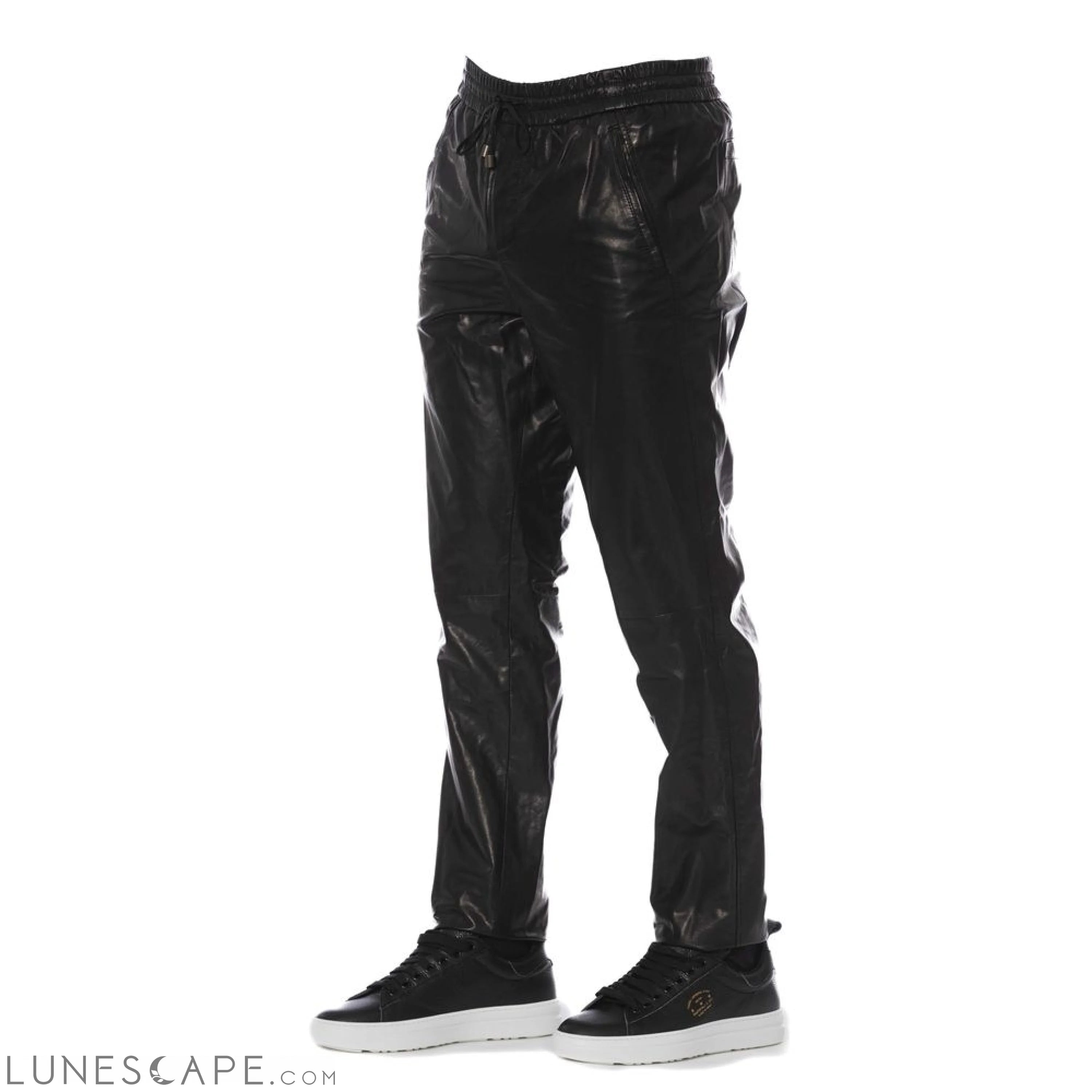 Trussardi Black Leather Men's Trouser LUNESCAPE