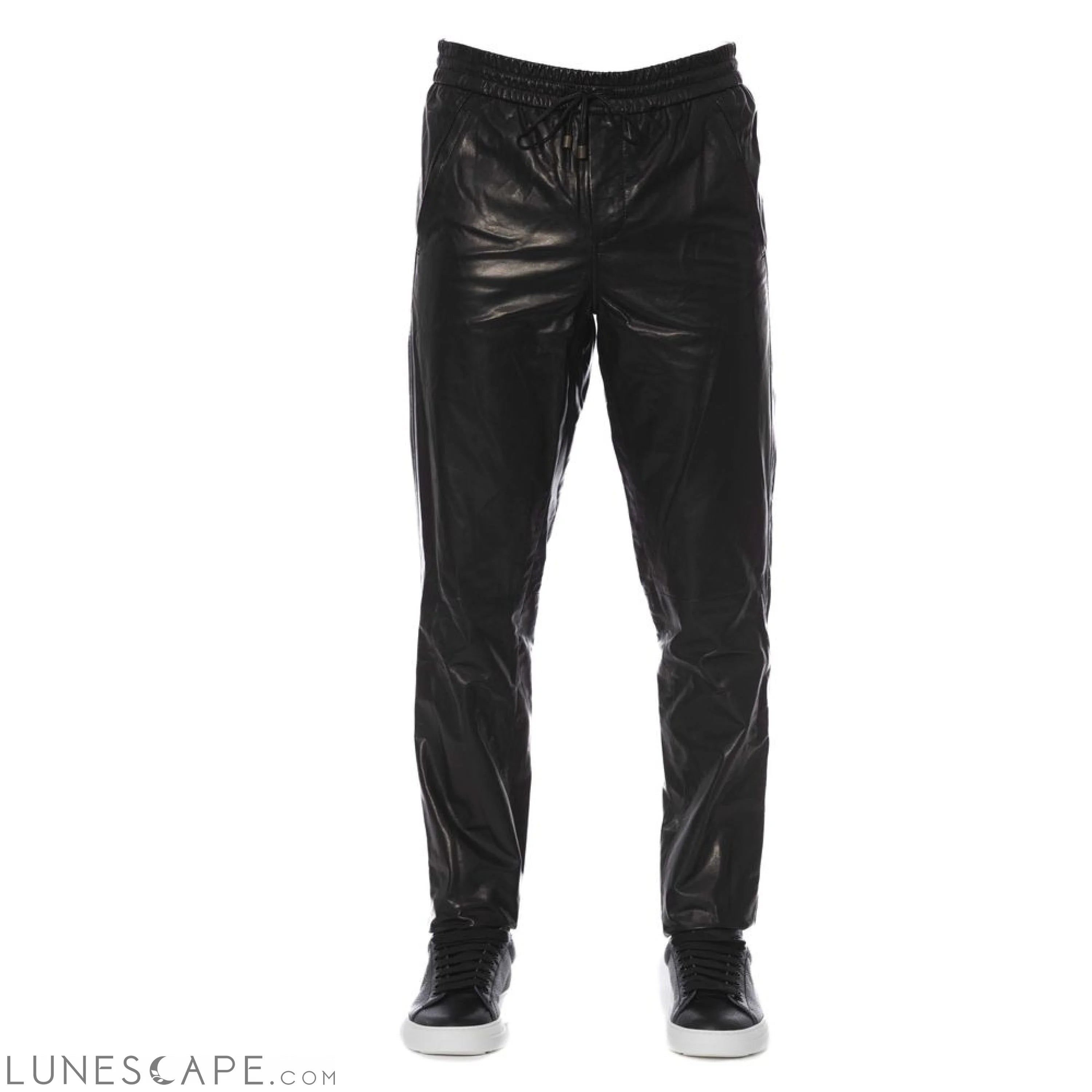 Trussardi Black Leather Men's Trouser LUNESCAPE