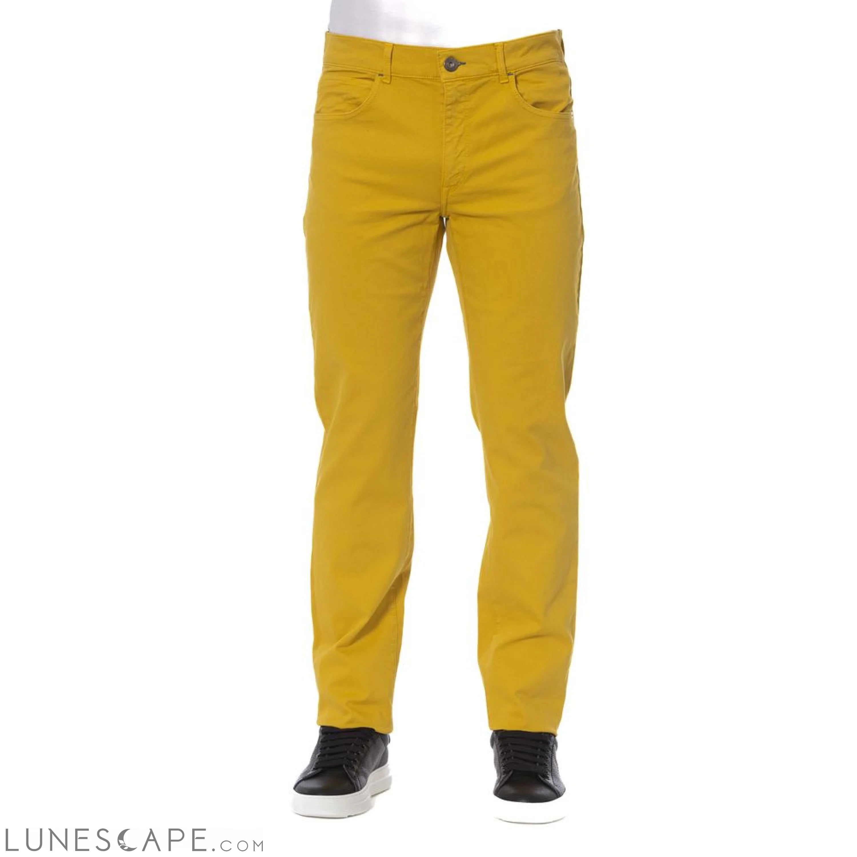 Trussardi Jeans Yellow Cotton Men Pant LUNESCAPE