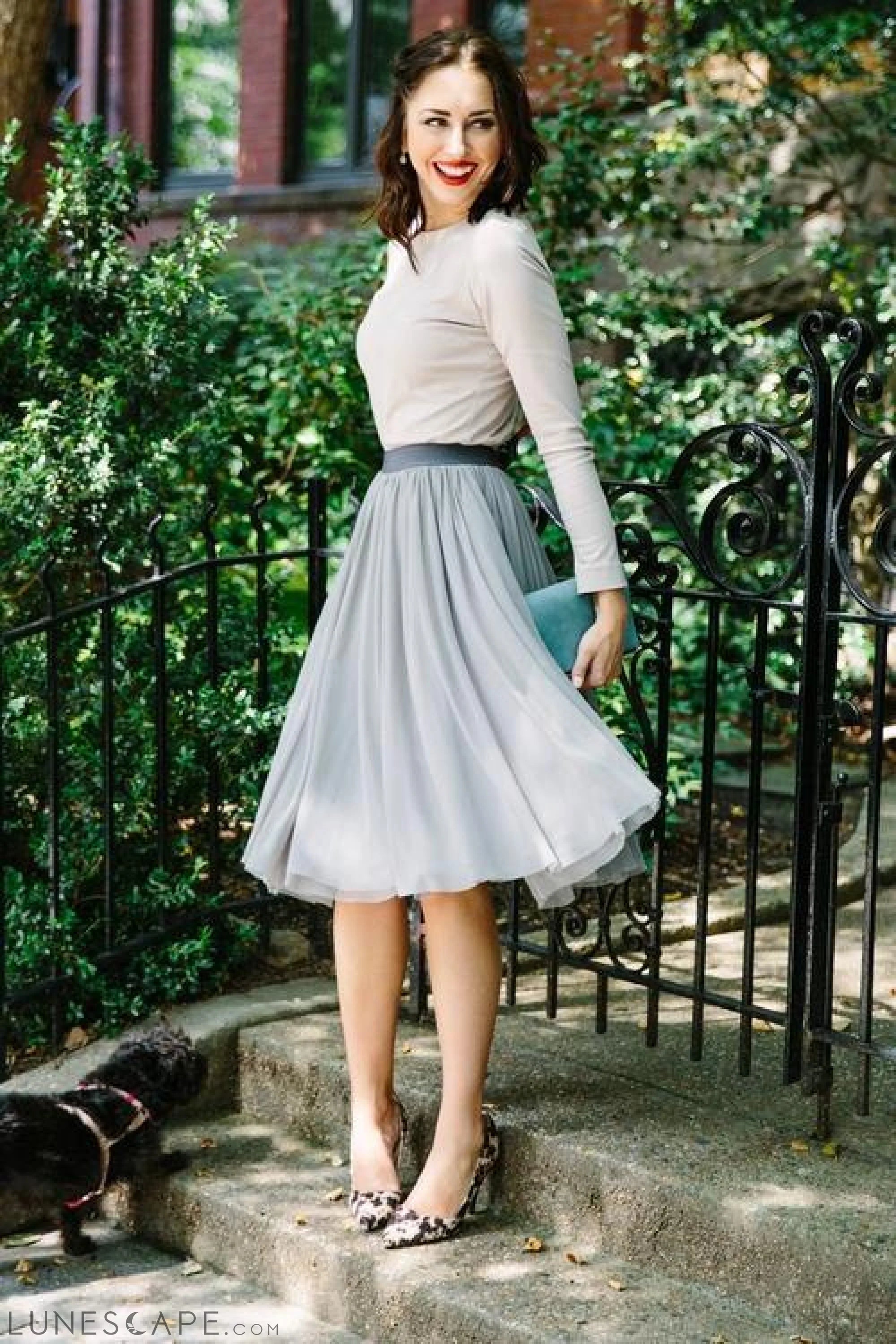 Tulle Swingy Skirt - Gray LUNESCAPE