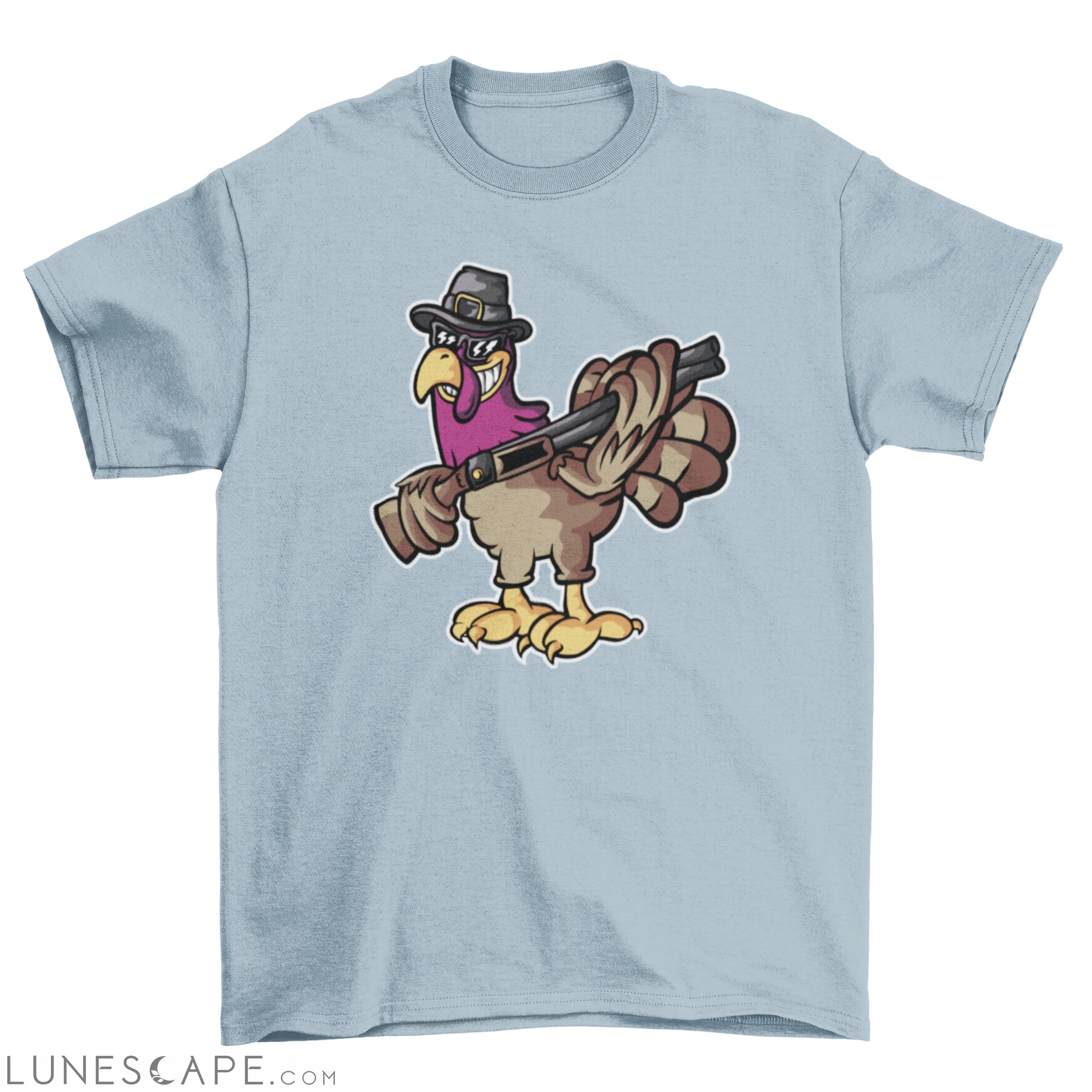Turkey with gun t-shirt LUNESCAPE
