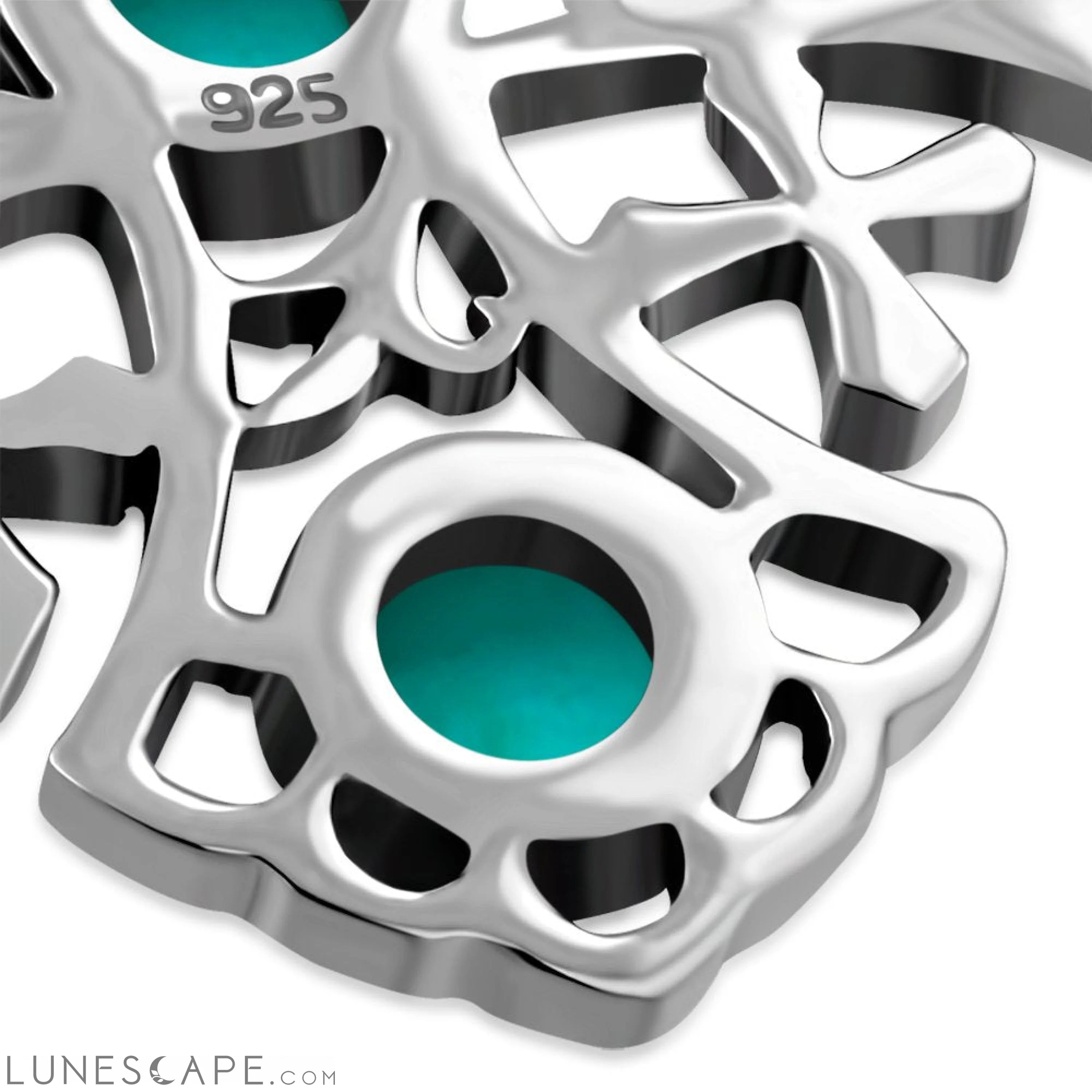 Turquoise Jerusalem Cross Silver Pendant LUNESCAPE