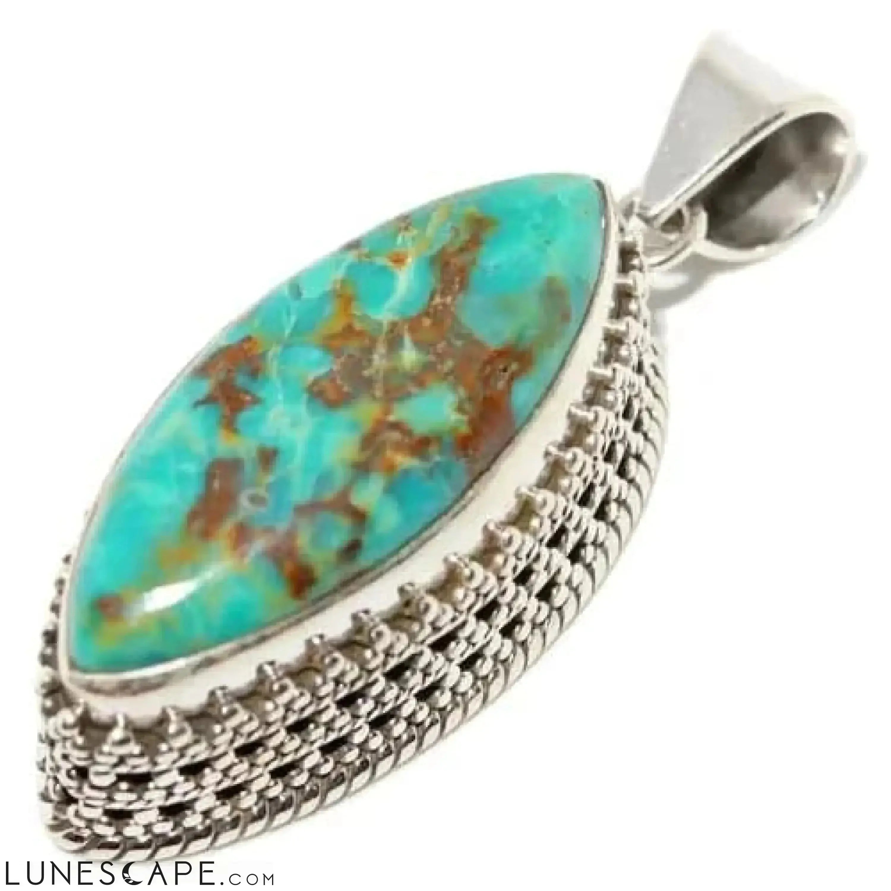 Turquoise Marquise Filigree Pendant LUNESCAPE