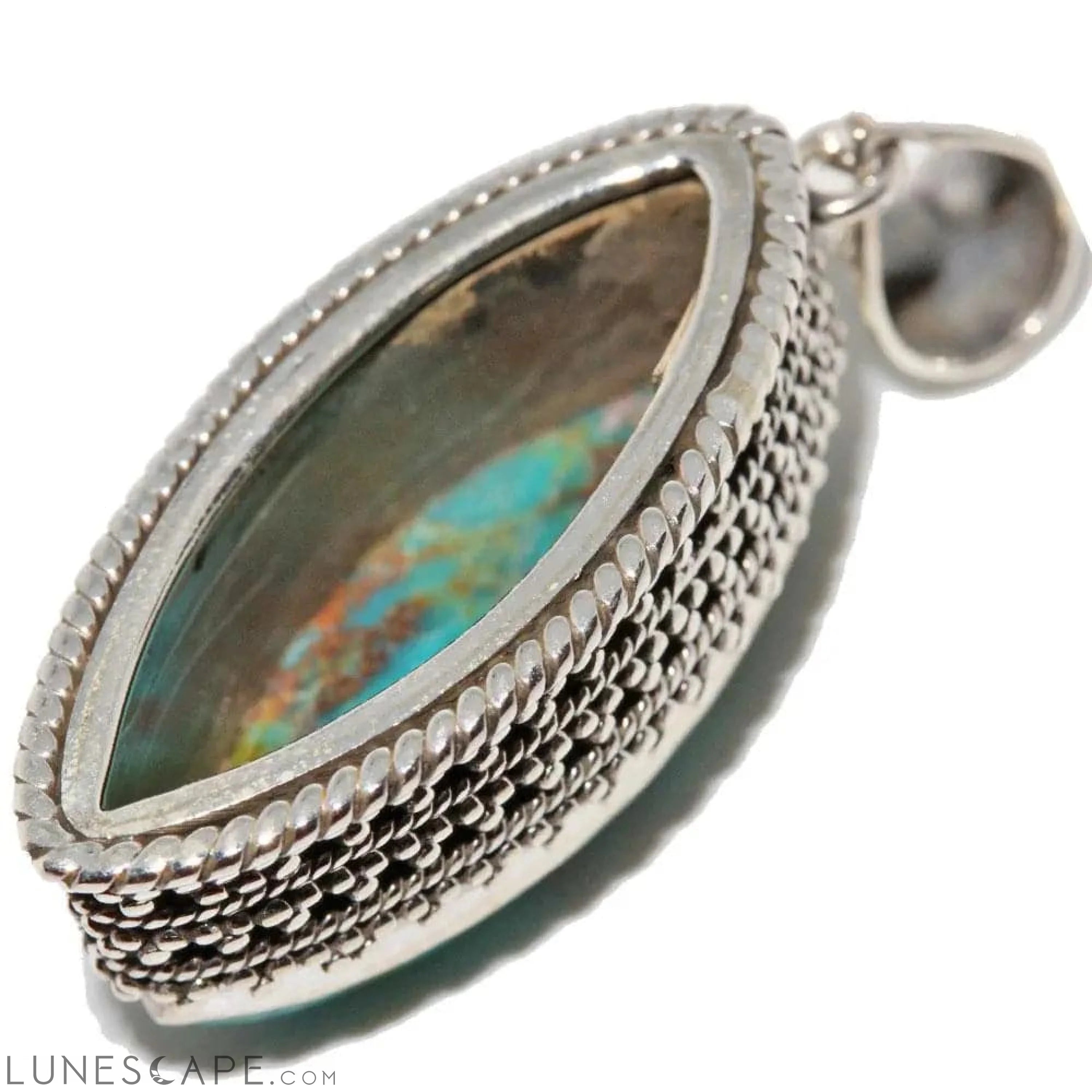 Turquoise Marquise Filigree Pendant LUNESCAPE