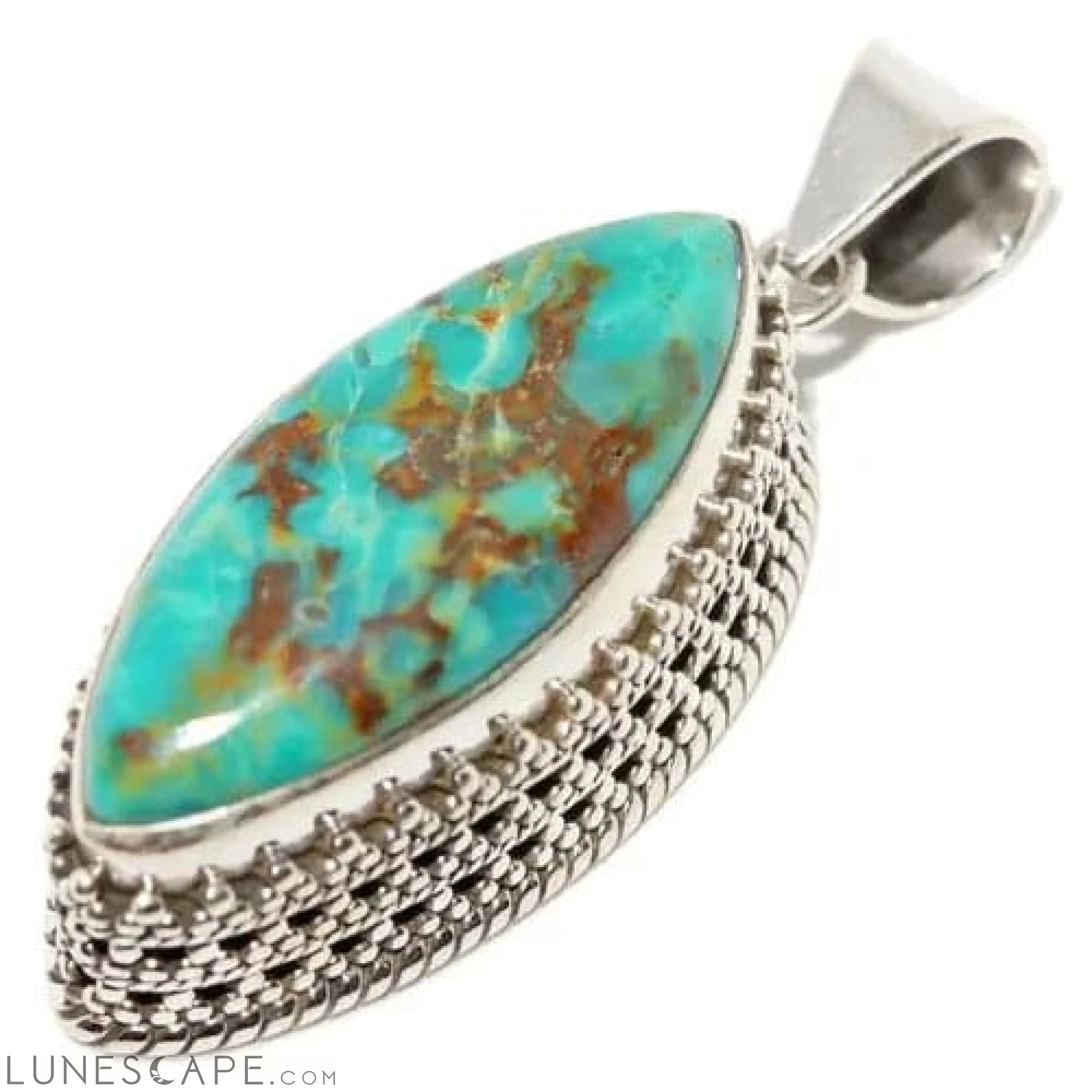 Turquoise Marquise Filigree Pendant LUNESCAPE