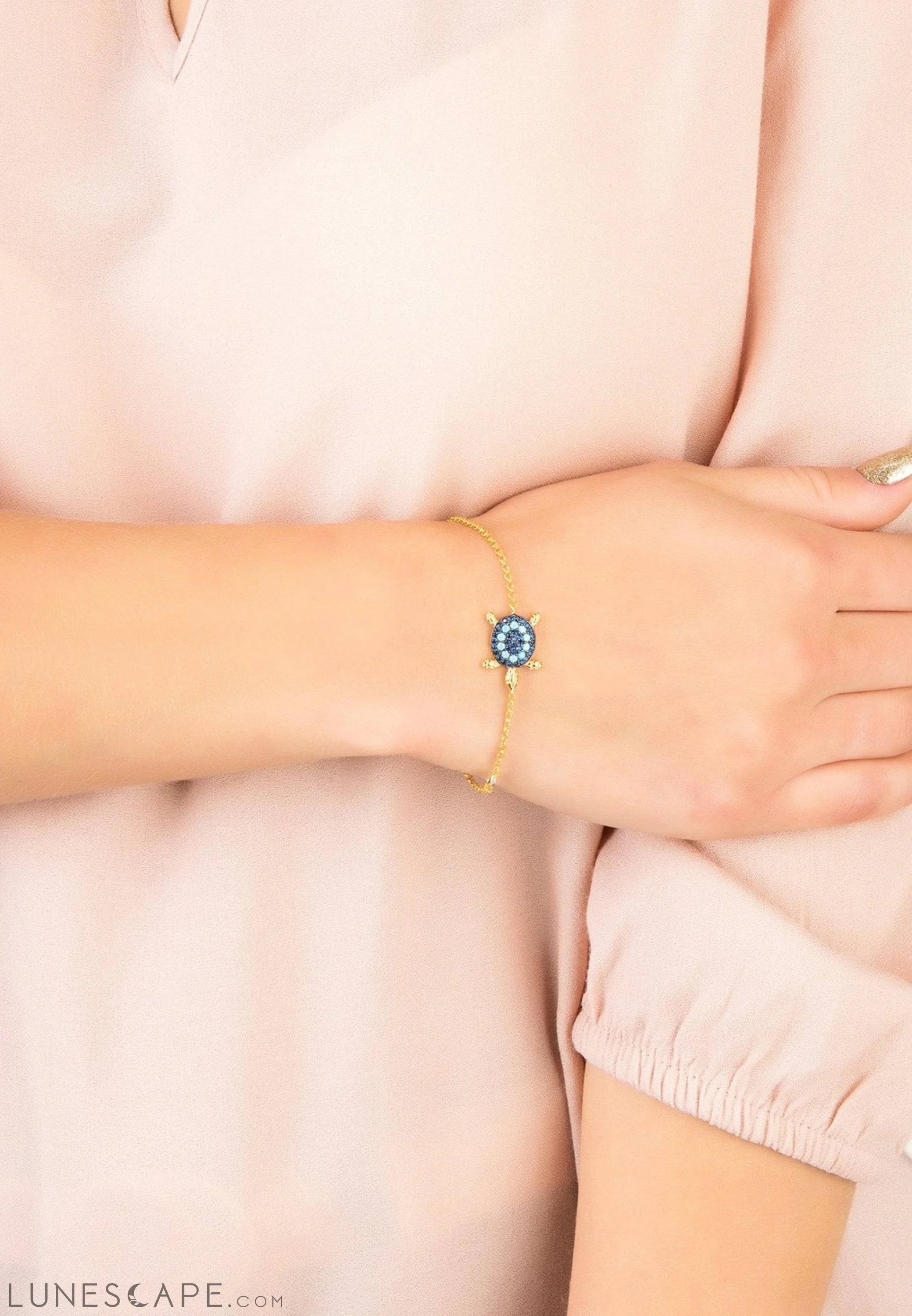 Turtle Turquoise Blue Bracelet Gold LUNESCAPE