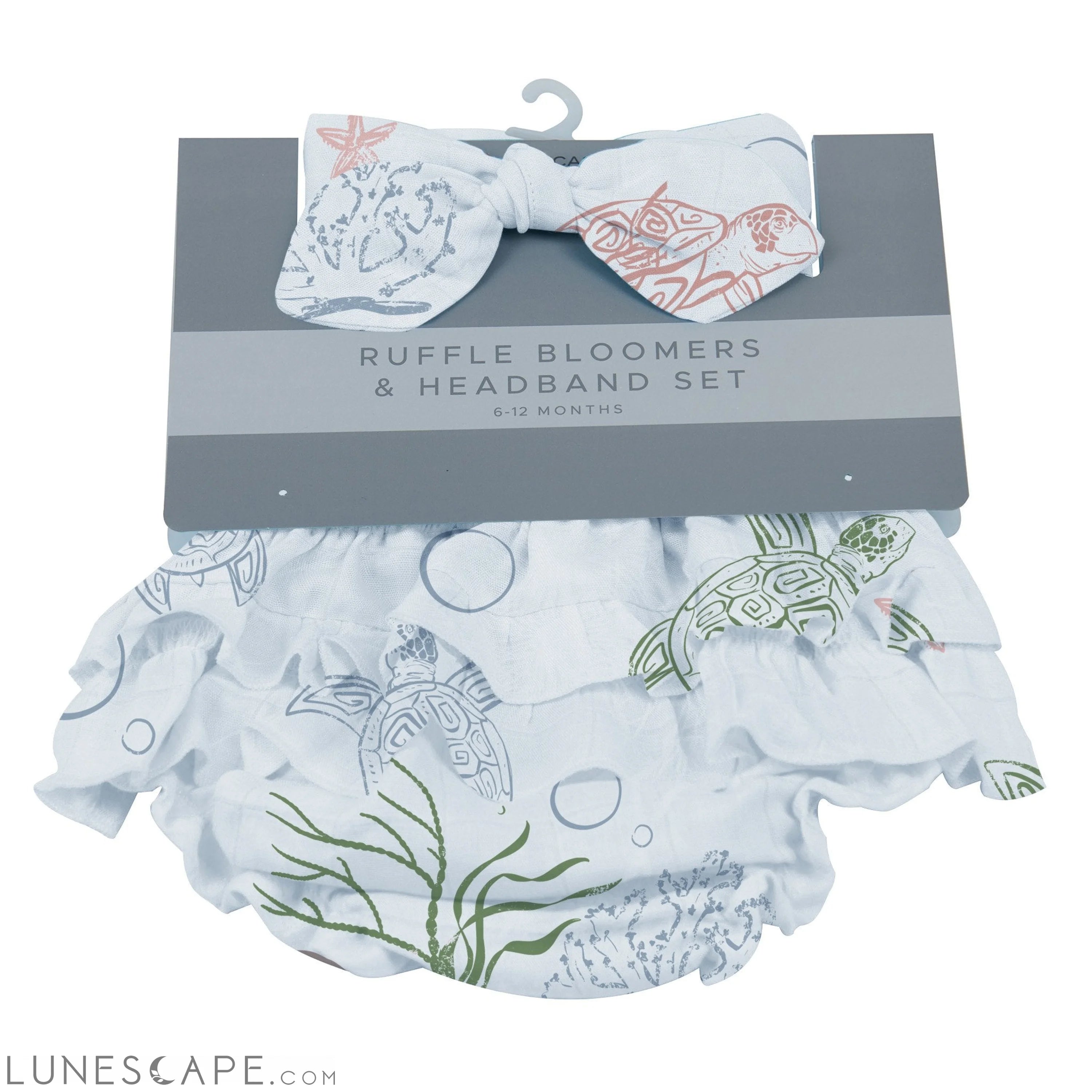 Turtles Ruffle Bamboo Bloomer Headband Set LUNESCAPE