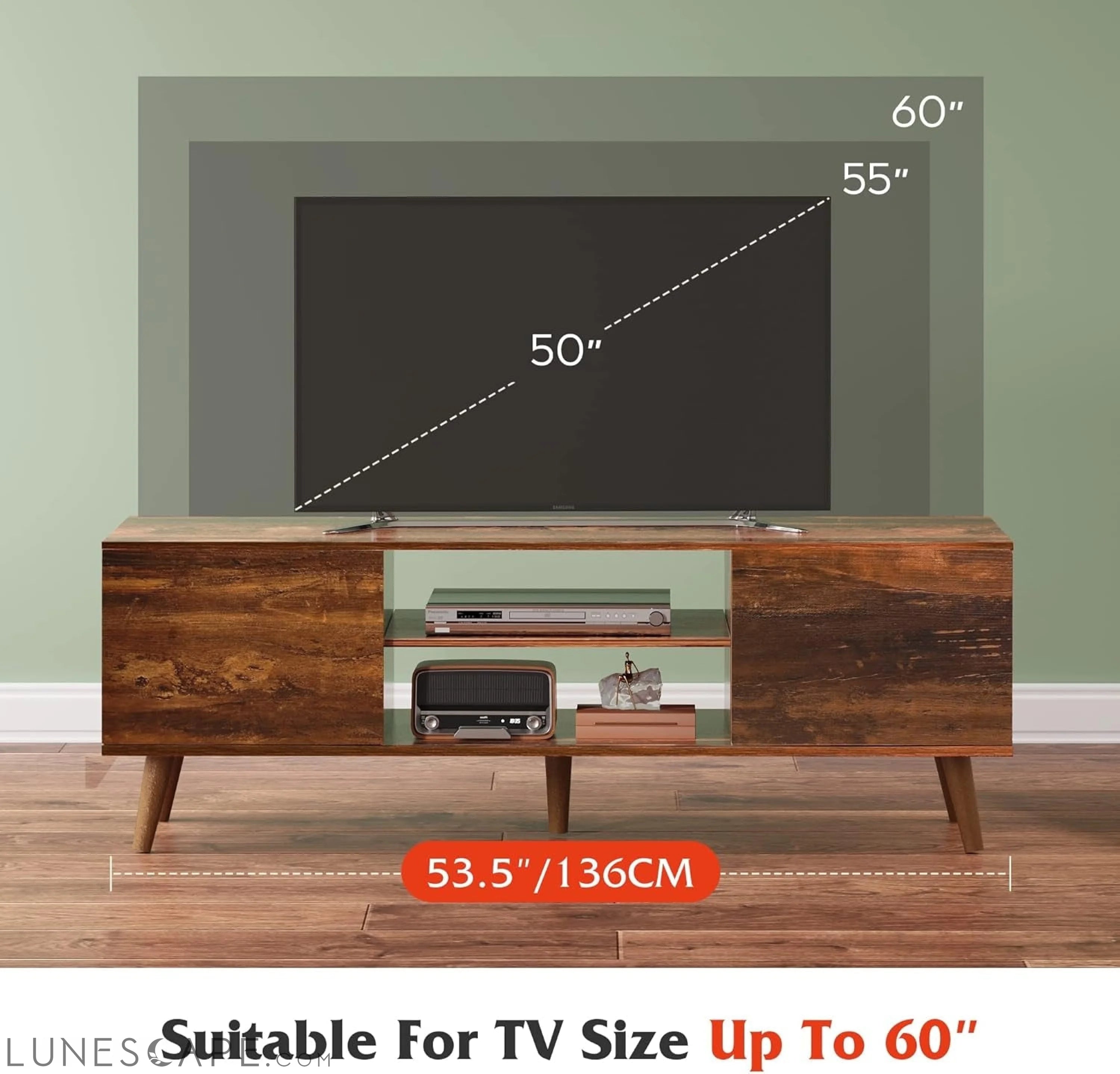 TV Stand for 55 60 Inch TV, Mid Century Modern TV Console, LUNESCAPE