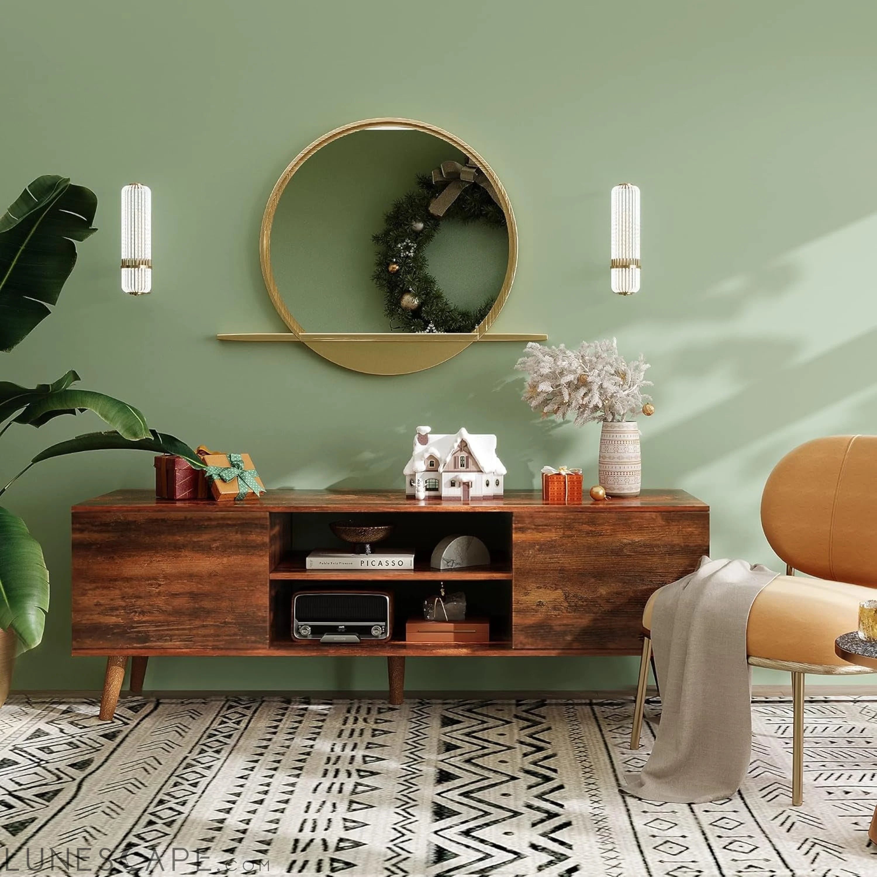 TV Stand for 55 60 Inch TV, Mid Century Modern TV Console, LUNESCAPE