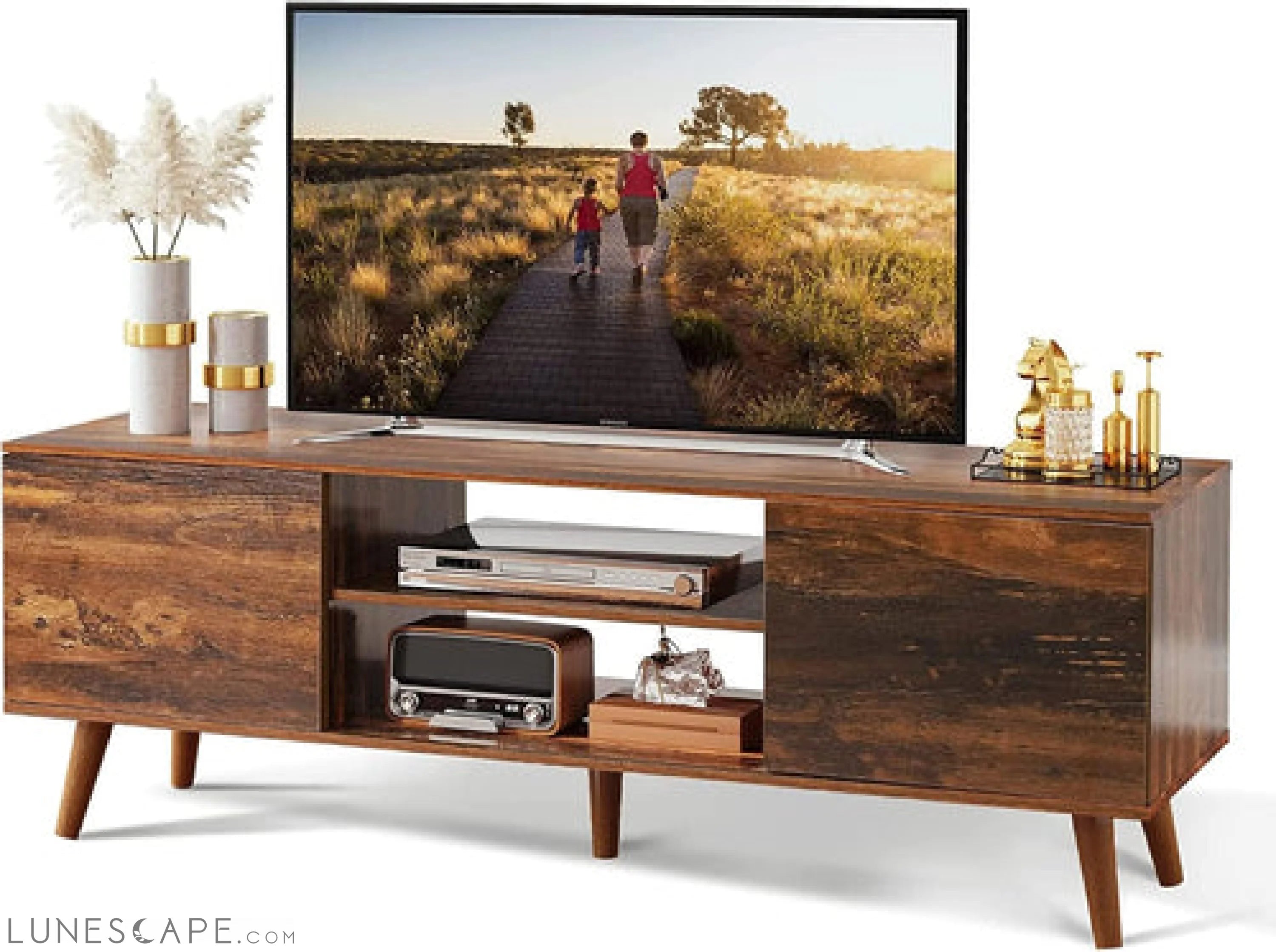 TV Stand for 55 60 Inch TV, Mid Century Modern TV Console, LUNESCAPE