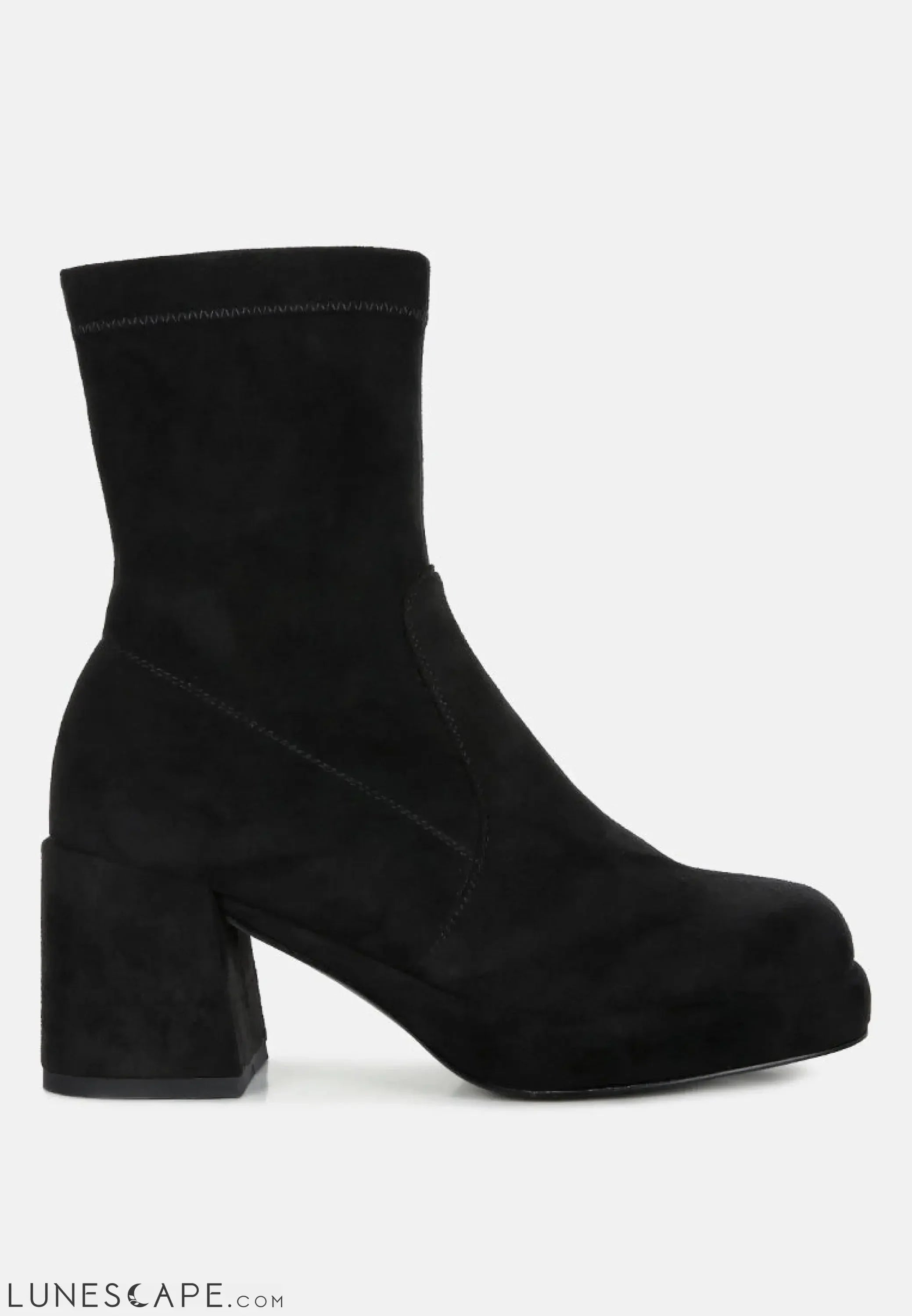 Two-Cubes Suede Platform Ankle Boots LUNESCAPE