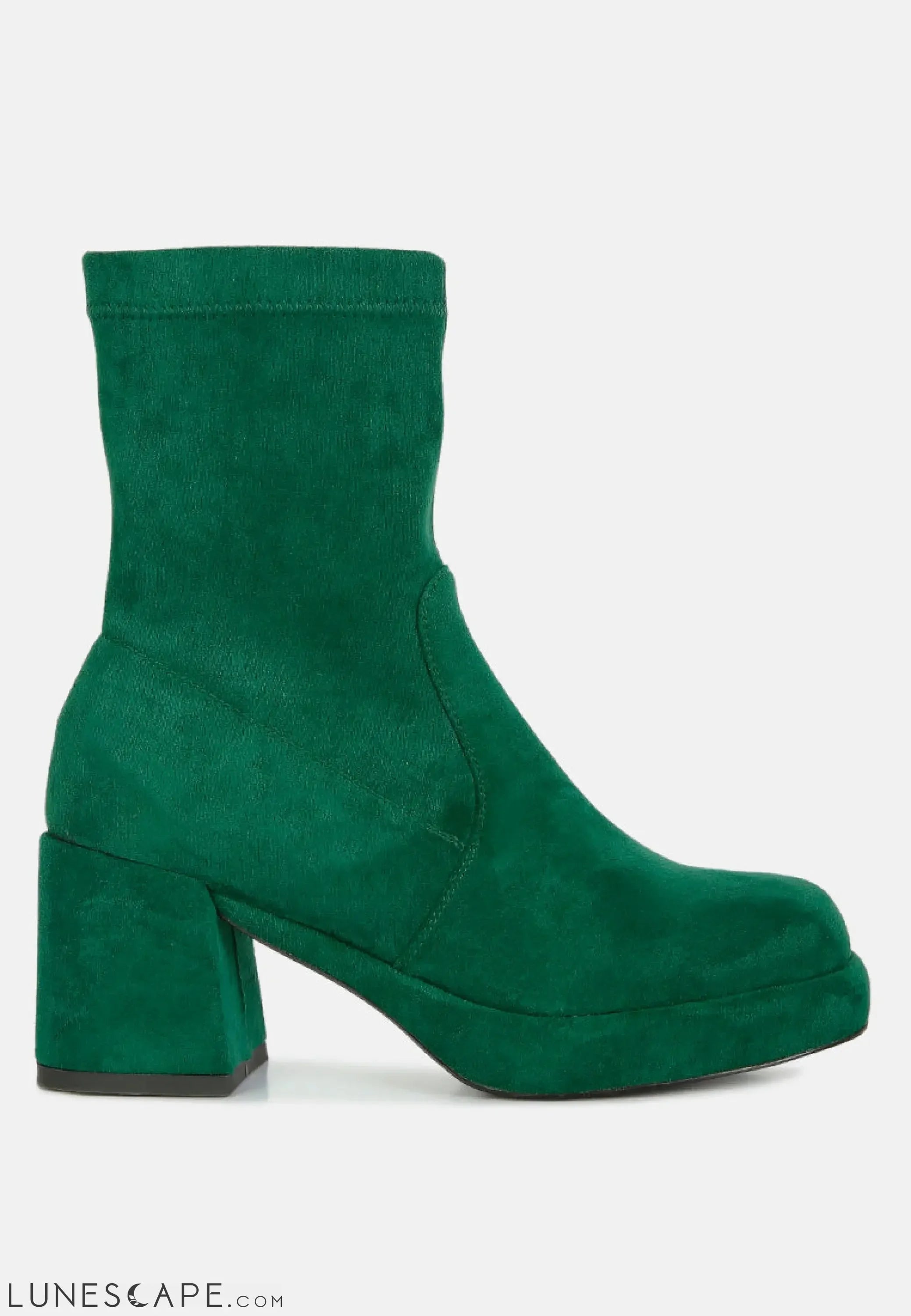 Two-Cubes Suede Platform Ankle Boots LUNESCAPE