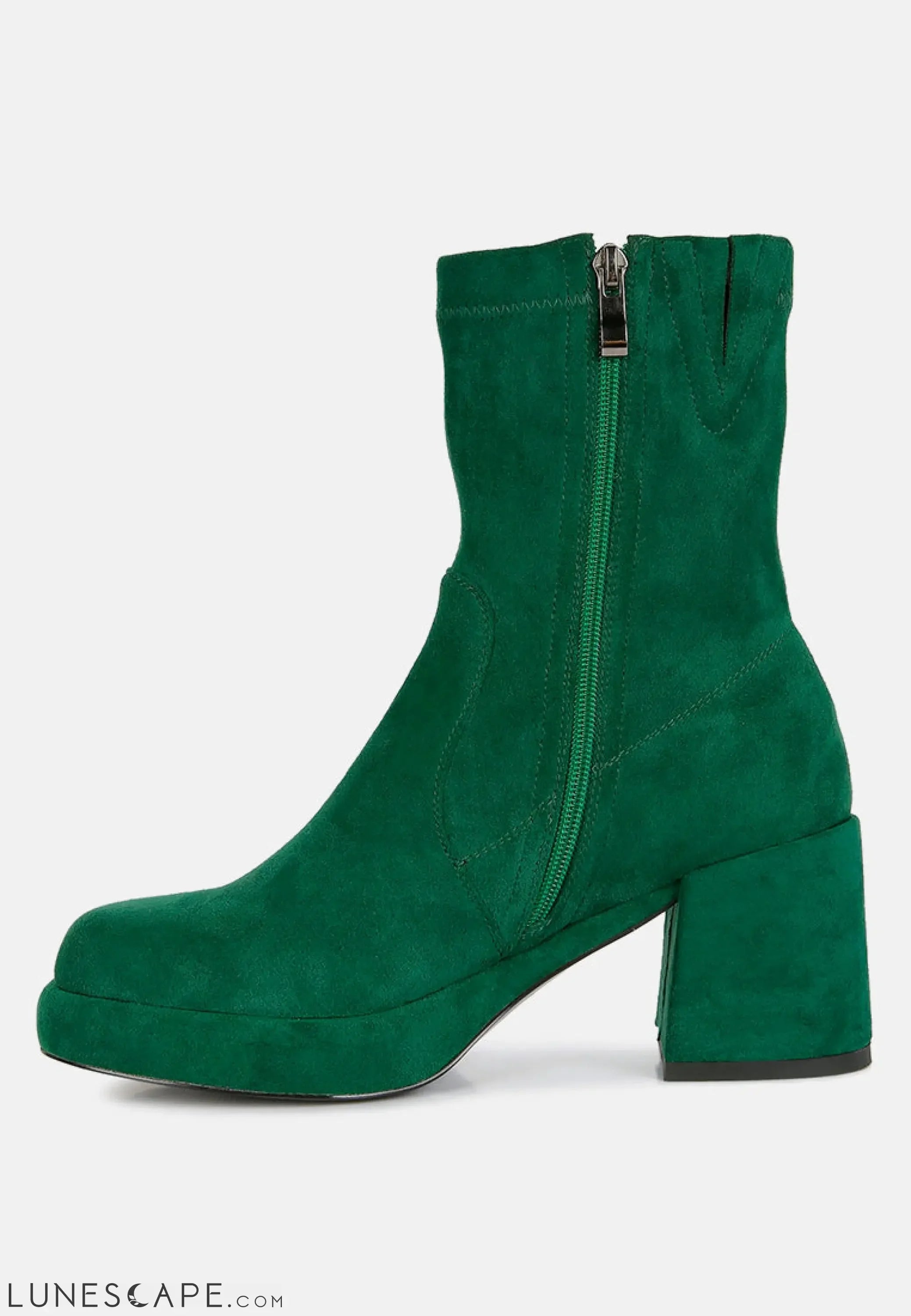 Two-Cubes Suede Platform Ankle Boots LUNESCAPE