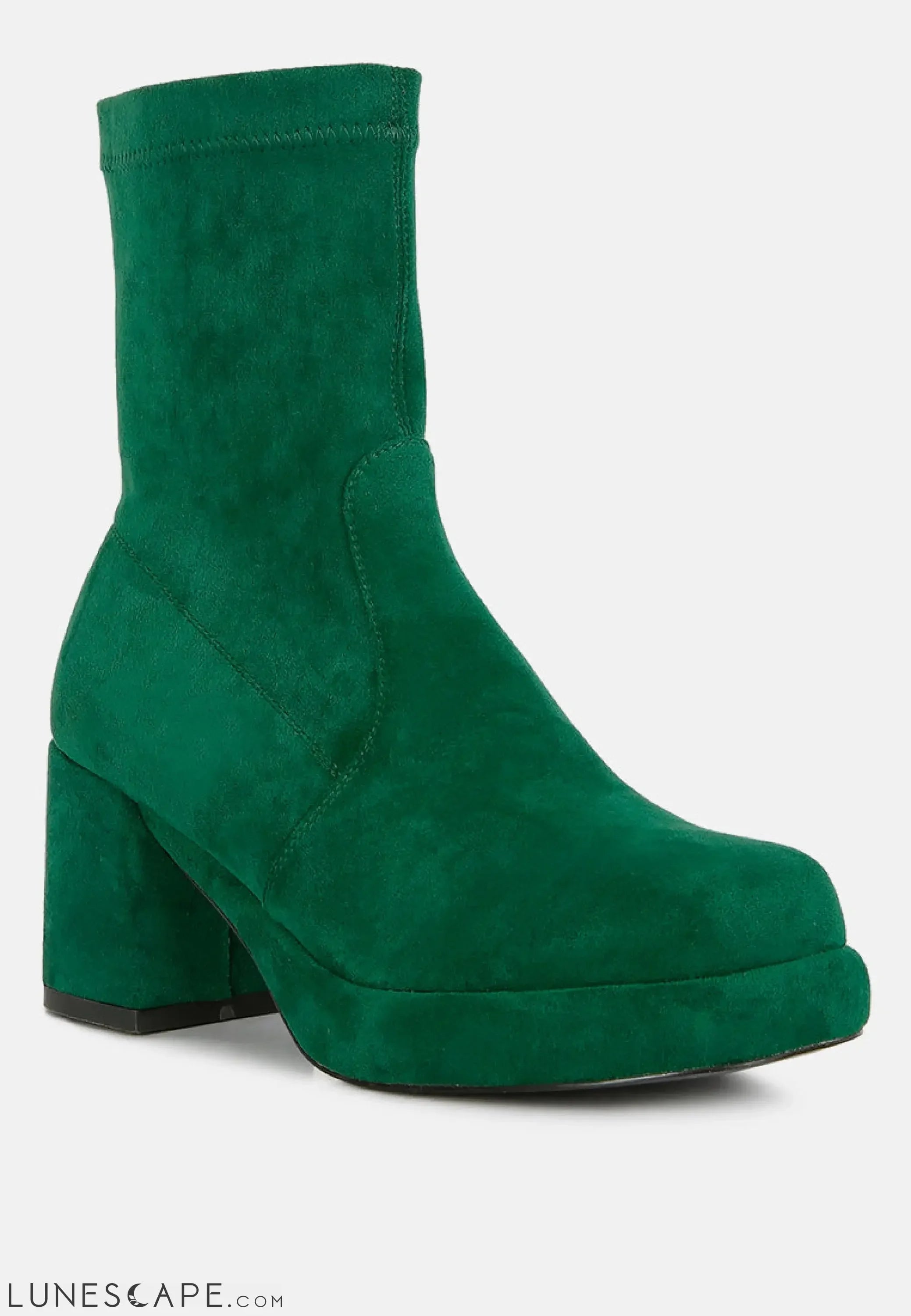 Two-Cubes Suede Platform Ankle Boots LUNESCAPE