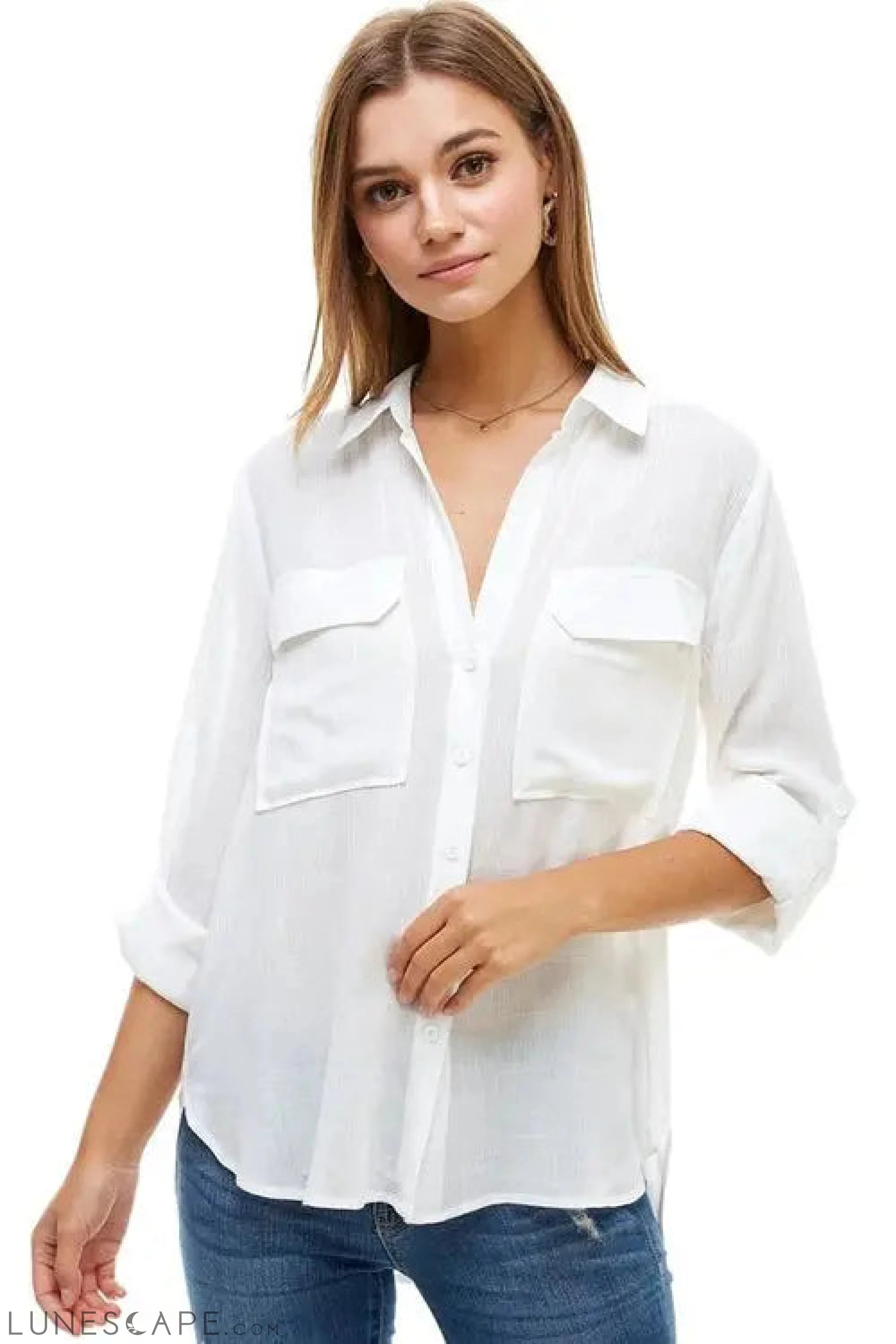 TWO POCKET ROLL UP SLEEVE SHIRT LUNESCAPE