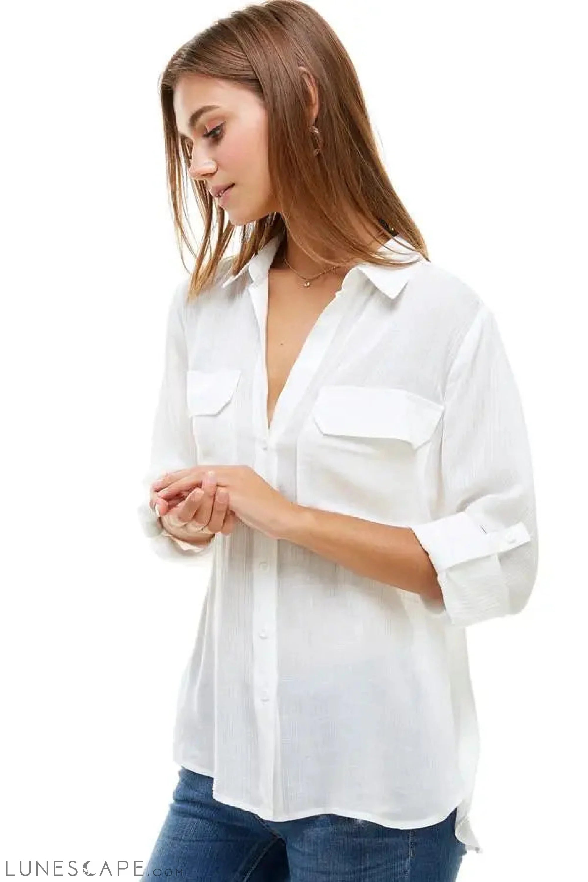 TWO POCKET ROLL UP SLEEVE SHIRT LUNESCAPE