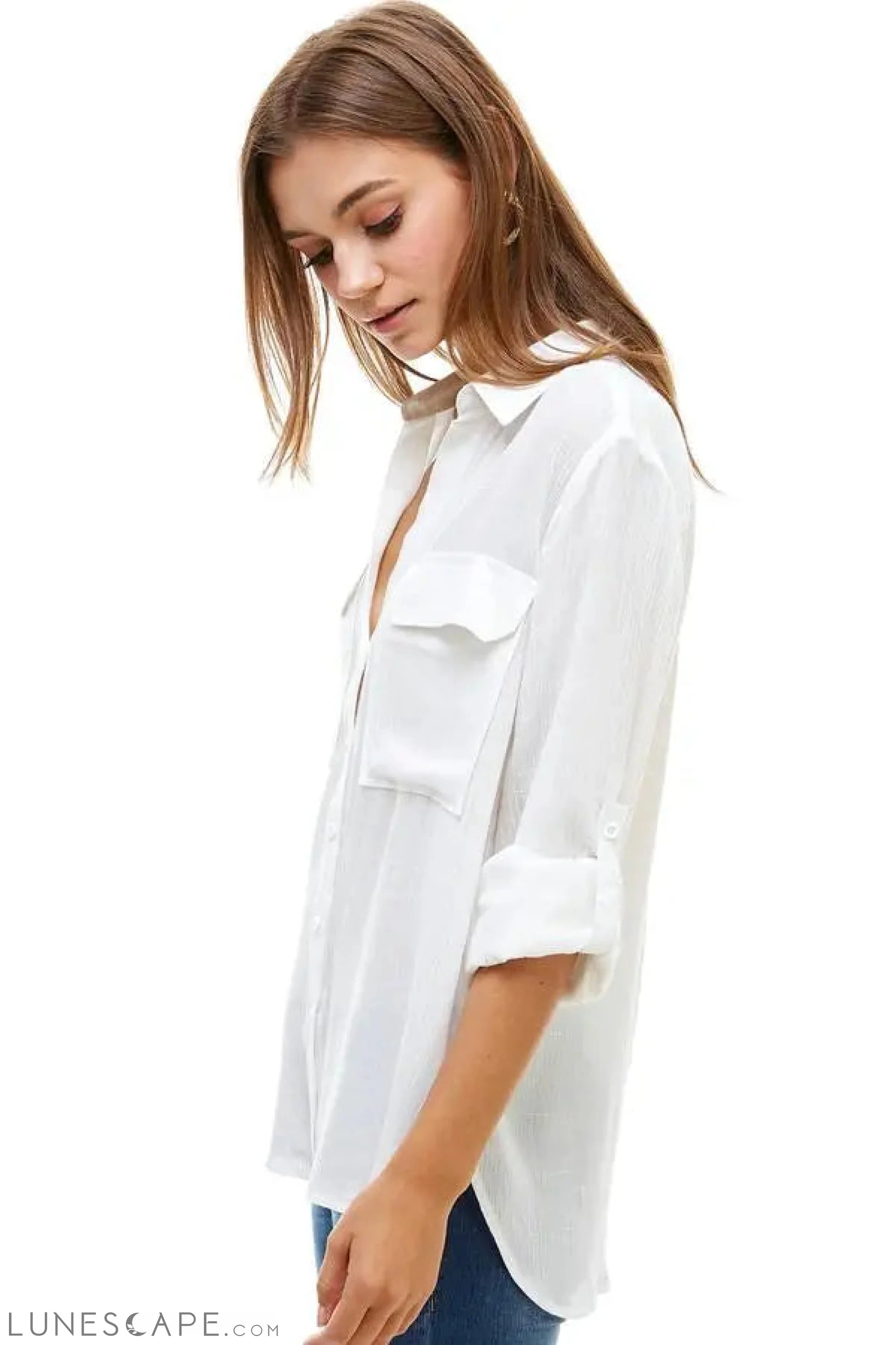 TWO POCKET ROLL UP SLEEVE SHIRT LUNESCAPE