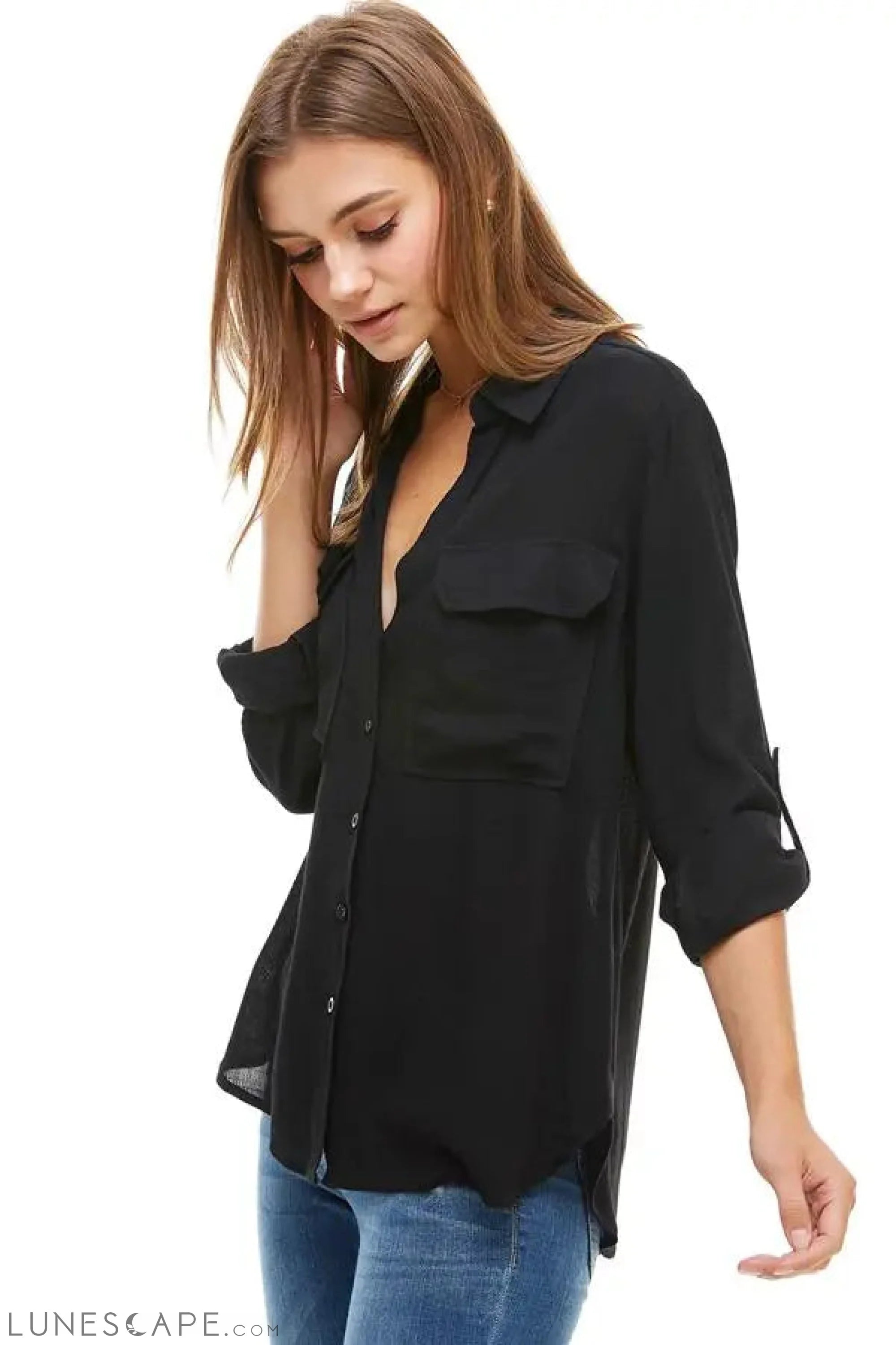 TWO POCKET ROLL UP SLEEVE SHIRT LUNESCAPE