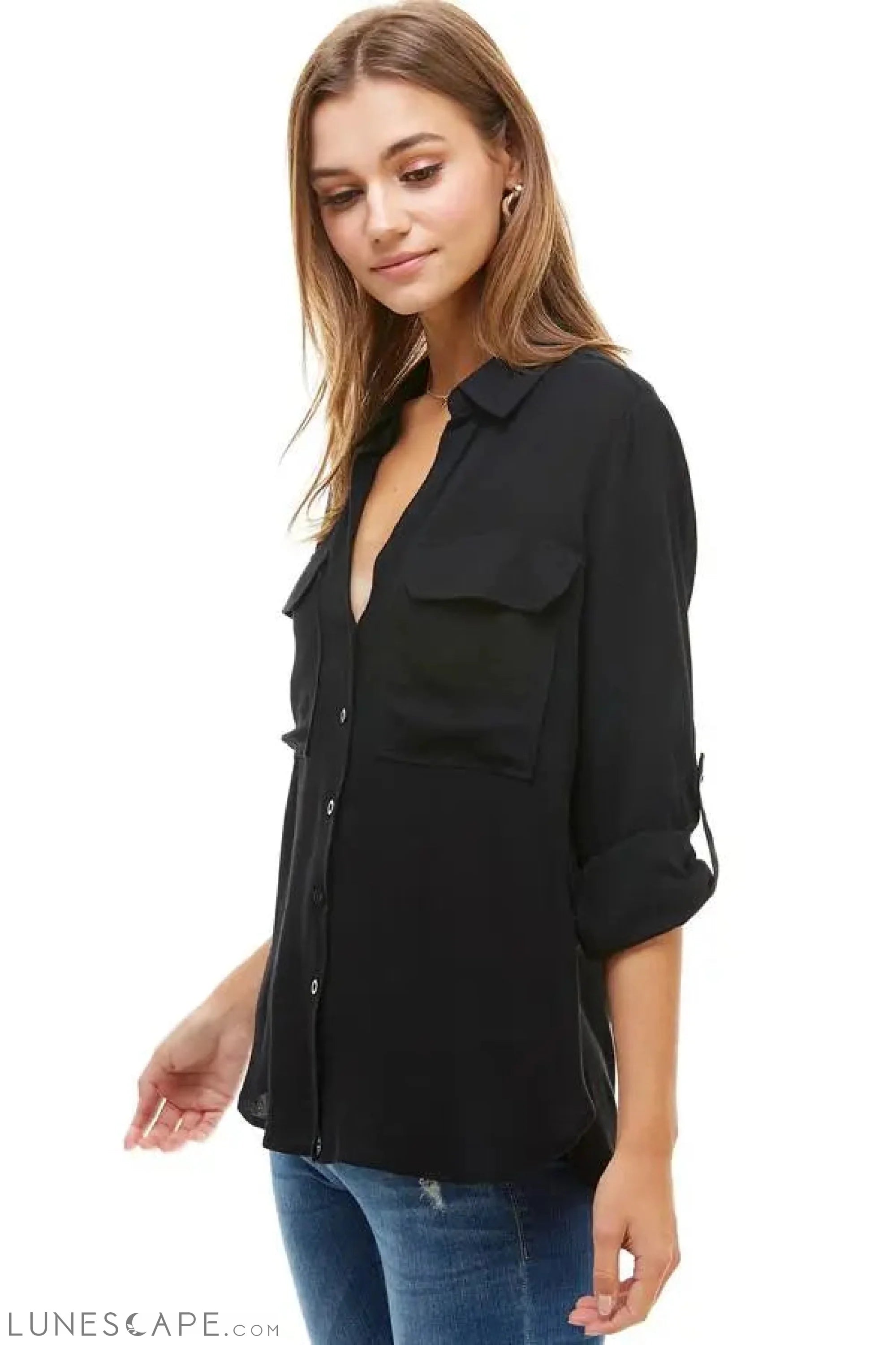 TWO POCKET ROLL UP SLEEVE SHIRT LUNESCAPE