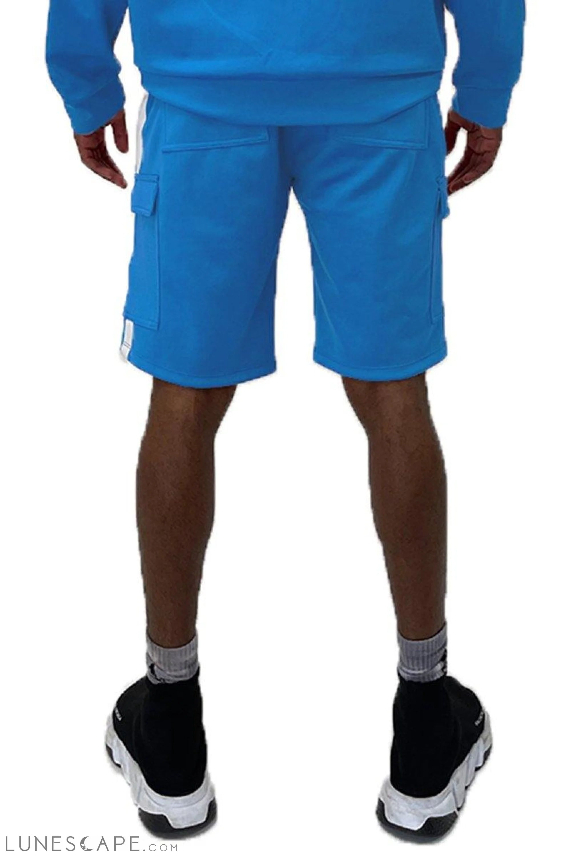 TWO STRIPE CARGO POCKET SHORT - BLUE LUNESCAPE