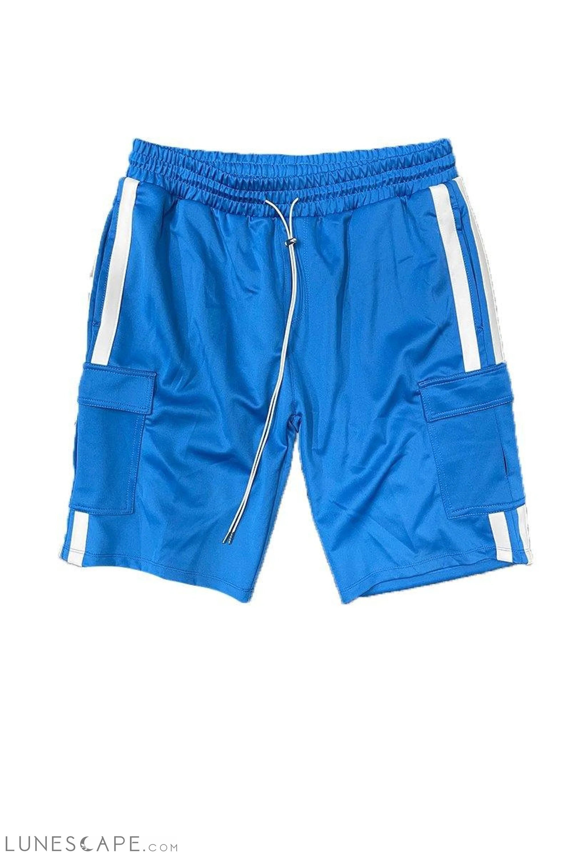 TWO STRIPE CARGO POCKET SHORT - BLUE LUNESCAPE