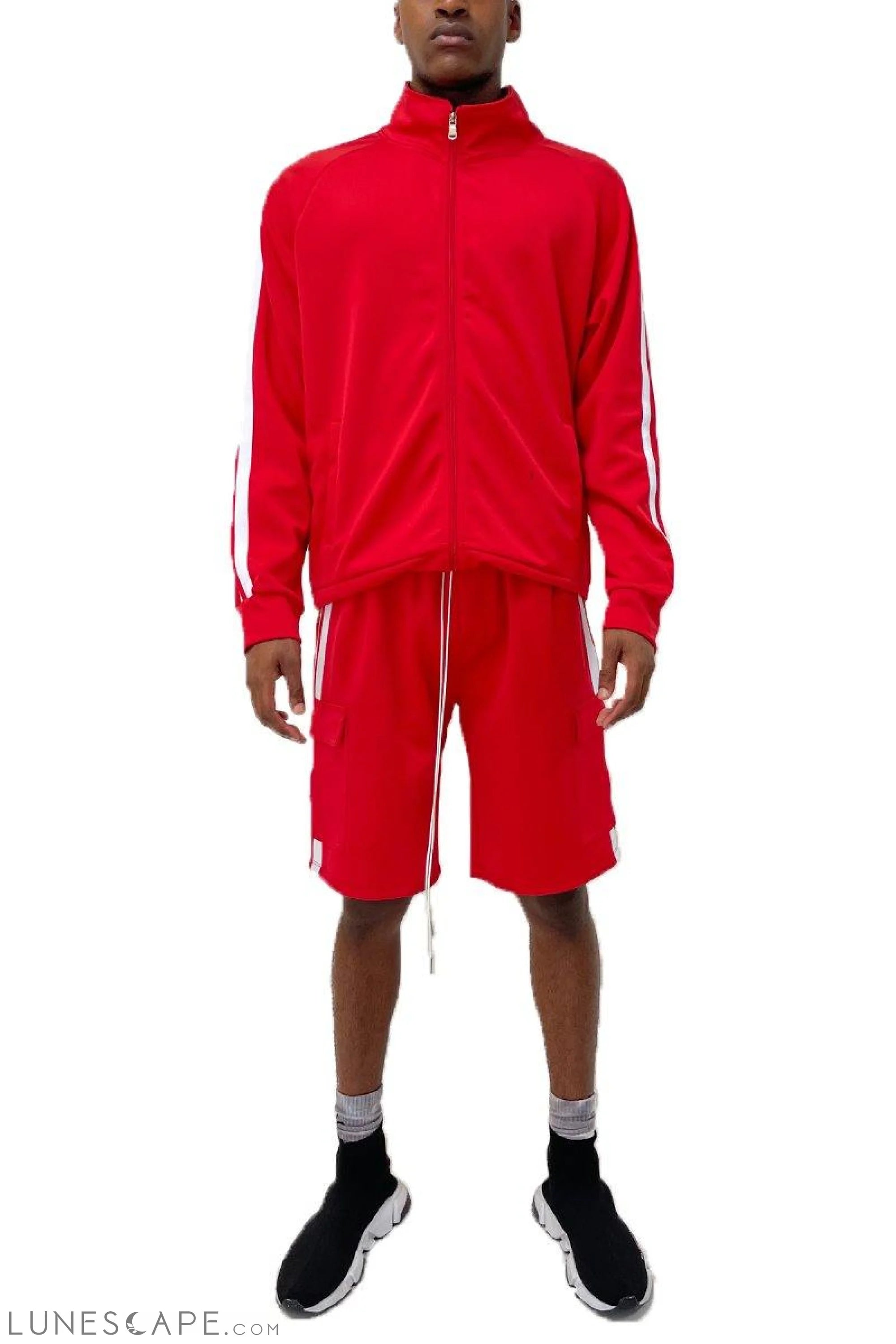 TWO STRIPE CARGO SHORT SET - RED LUNESCAPE