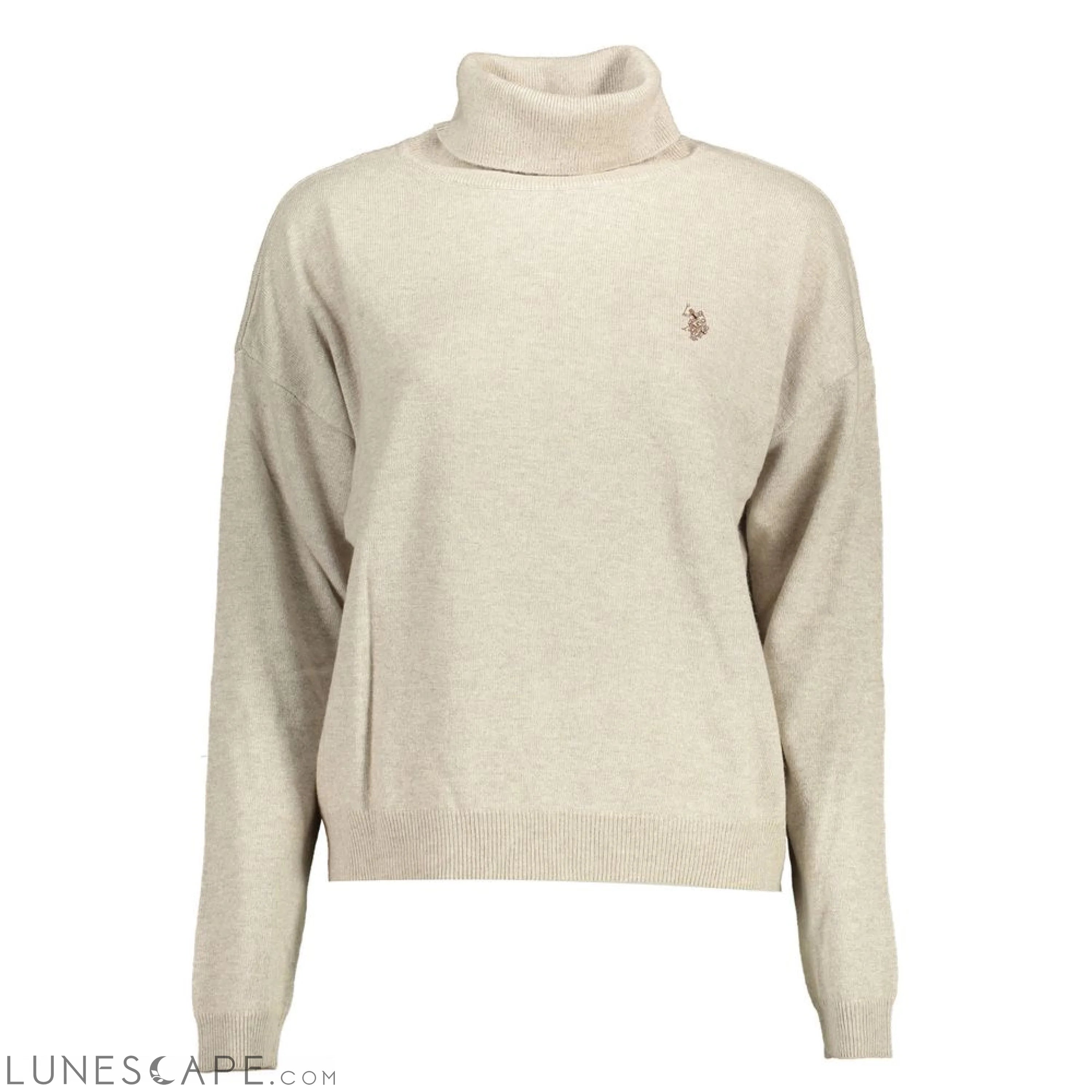 U.S. POLO ASSN. Beige Wool Womens Turtleneck Sweater LUNESCAPE