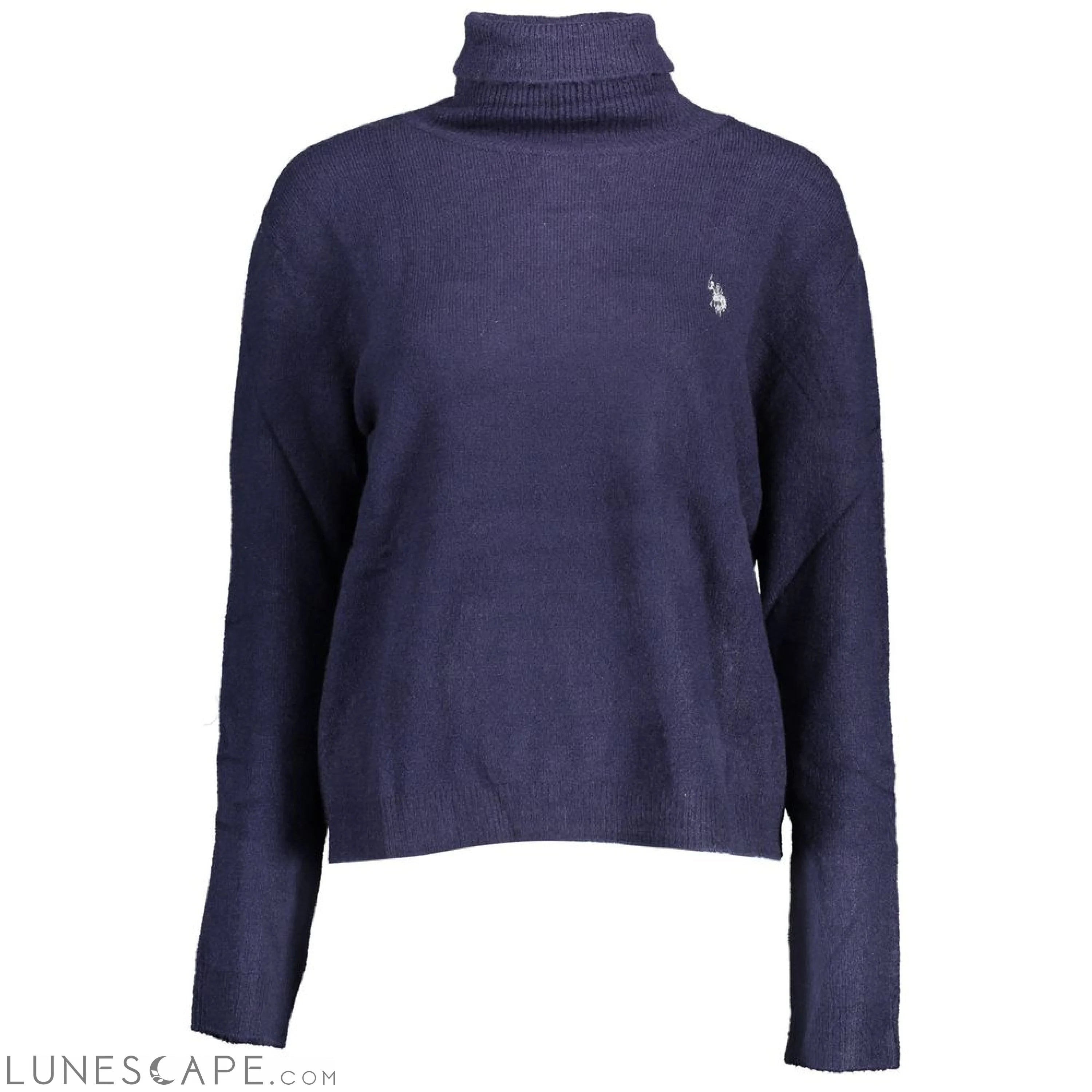 U.S. POLO ASSN. Blue Acrylic Womens Turtleneck Sweater LUNESCAPE