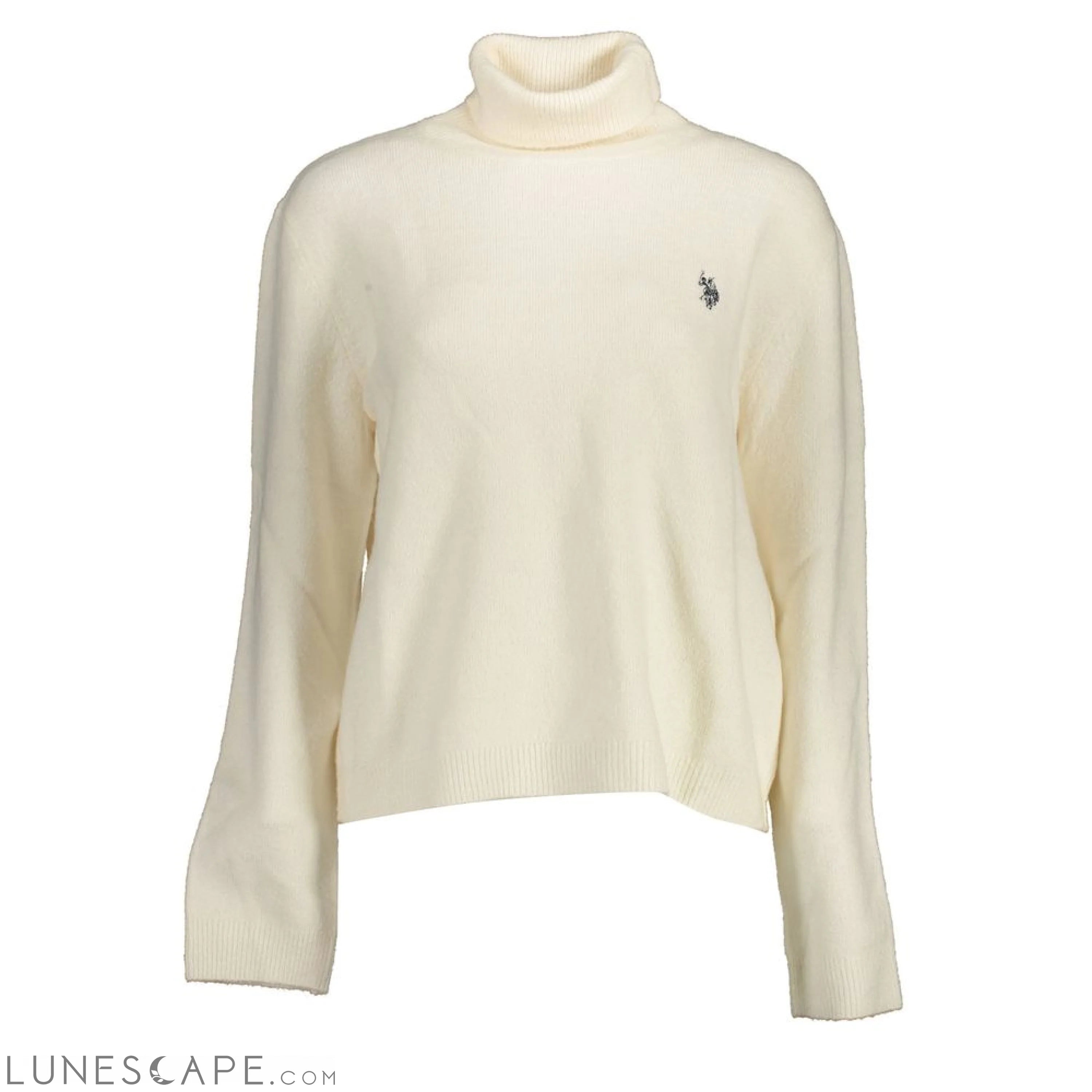 U.S. POLO ASSN. White Acrylic Womens Turtleneck Sweater LUNESCAPE