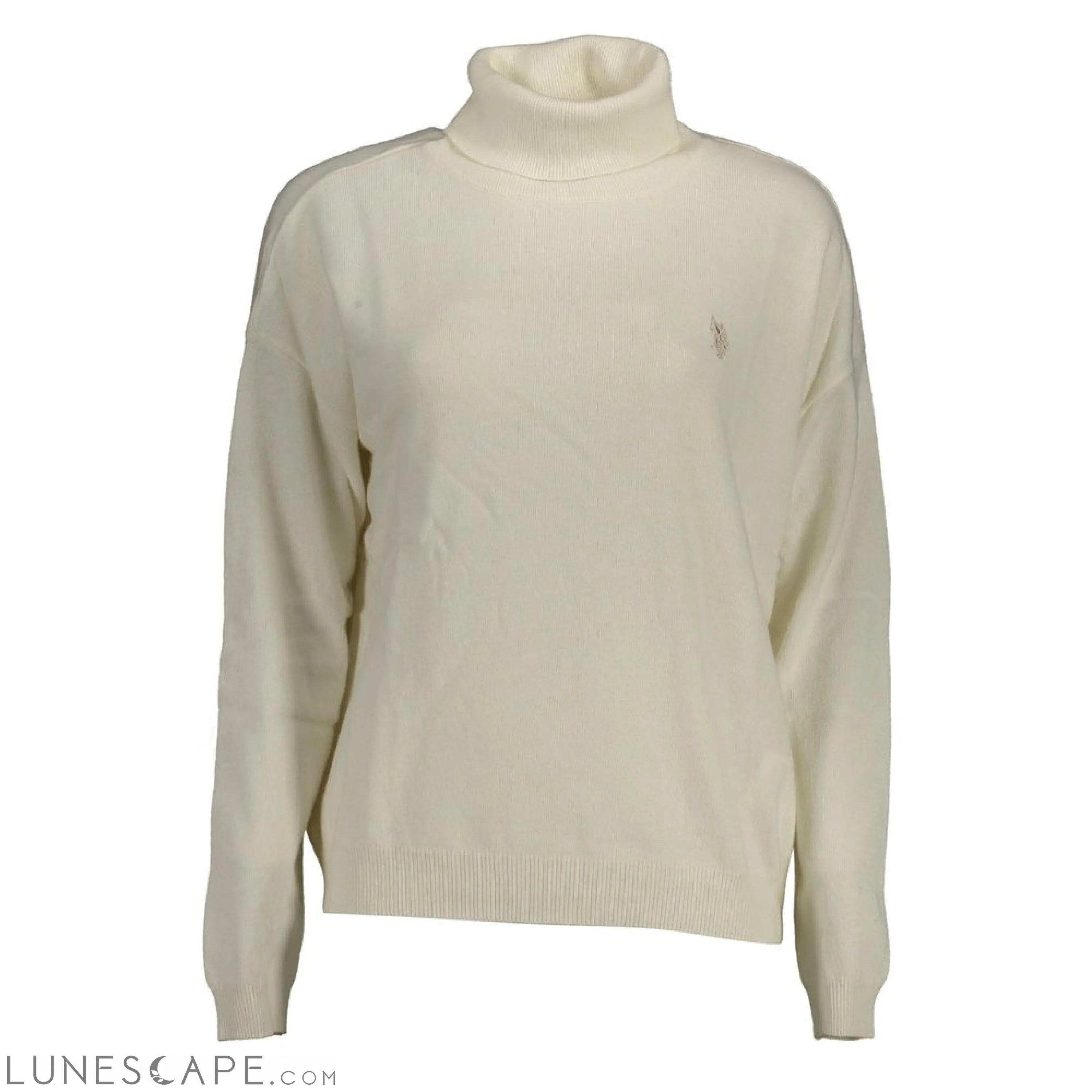 U.S. POLO ASSN. White Wool Womens Turtleneck Sweater LUNESCAPE