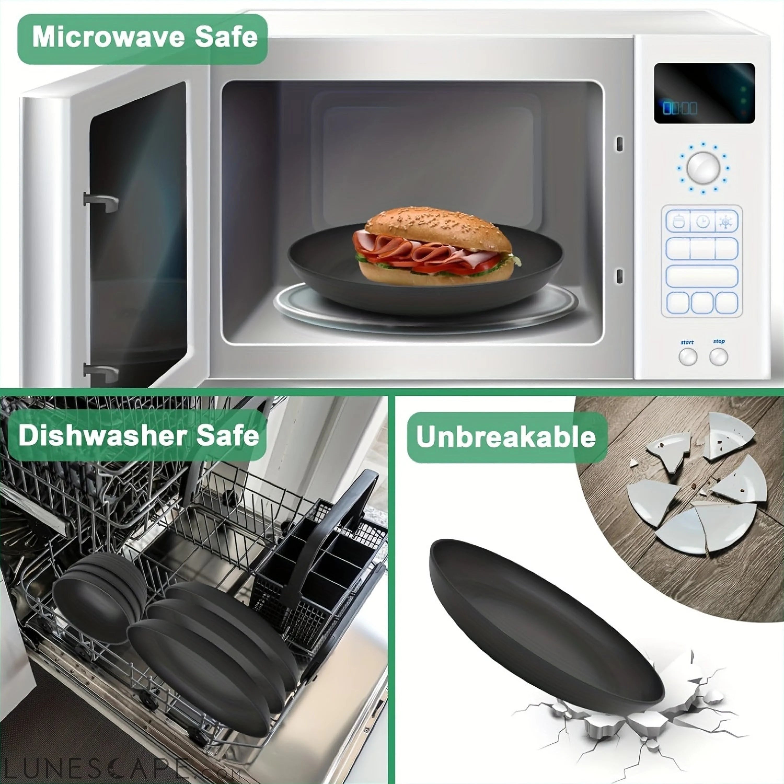 Unbreakable PP Dinner Plates Set Durable Lightweight Versatile LUNESCAPE